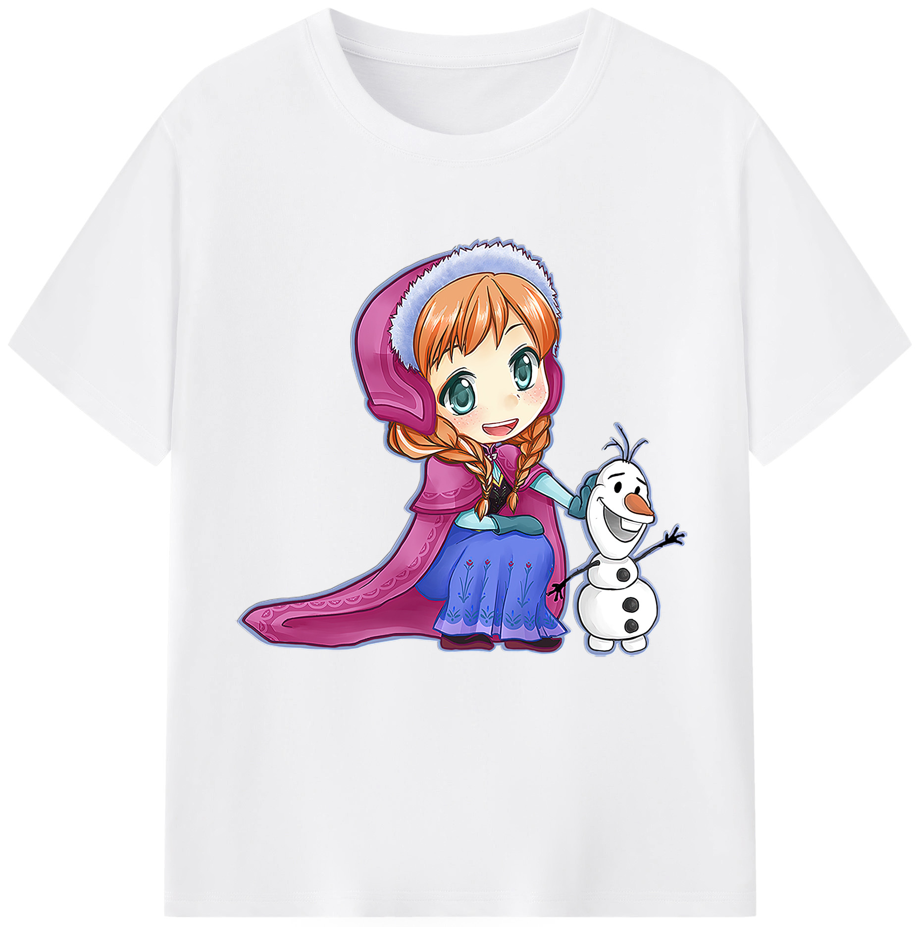 （画像用） アナと雪の女王 アンナ エルサ Frozen Anna Elsa 綿100％半袖Tシャツ（フロントプリント）