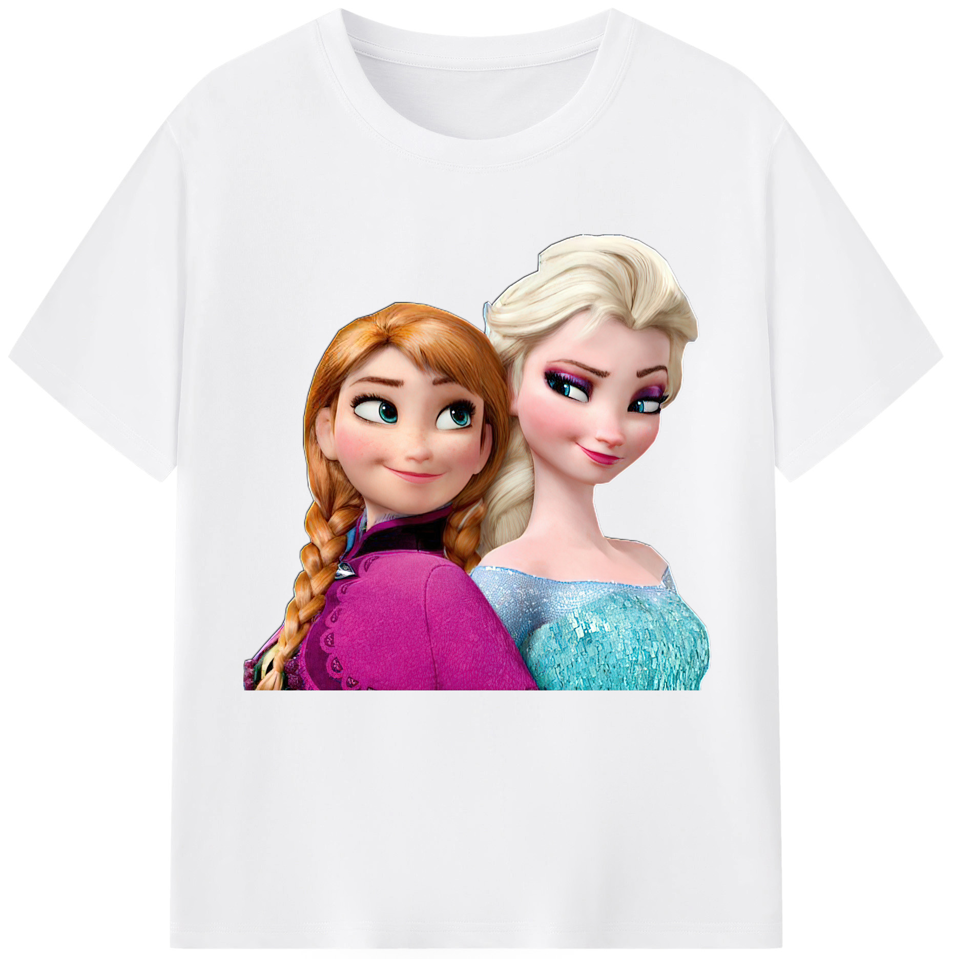 （画像用） アナと雪の女王 アンナ エルサ Frozen Anna Elsa 綿100％半袖Tシャツ（フロントプリント）