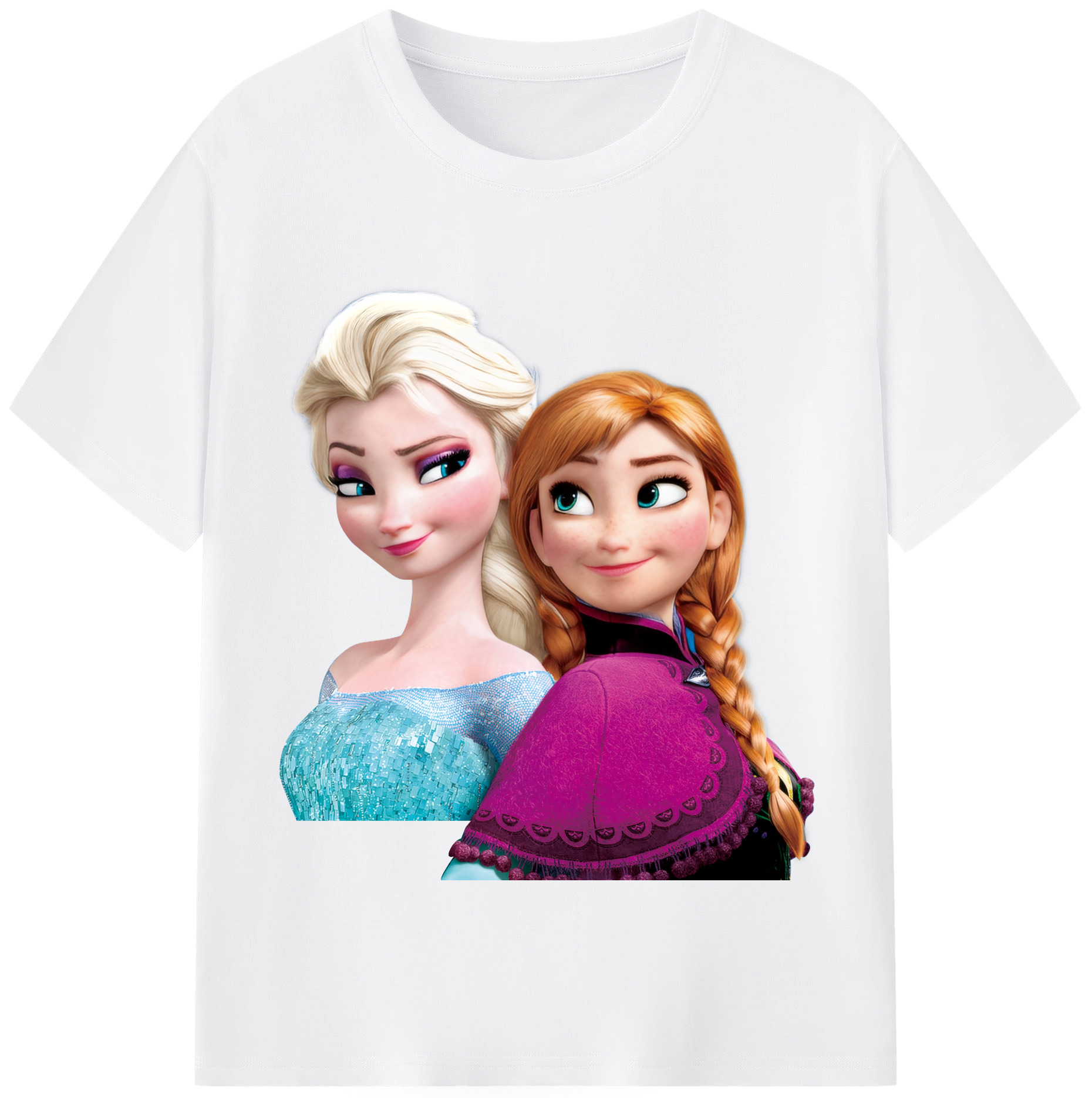 （画像用） アナと雪の女王 アンナ エルサ Frozen Anna Elsa 綿100％半袖Tシャツ（フロントプリント）