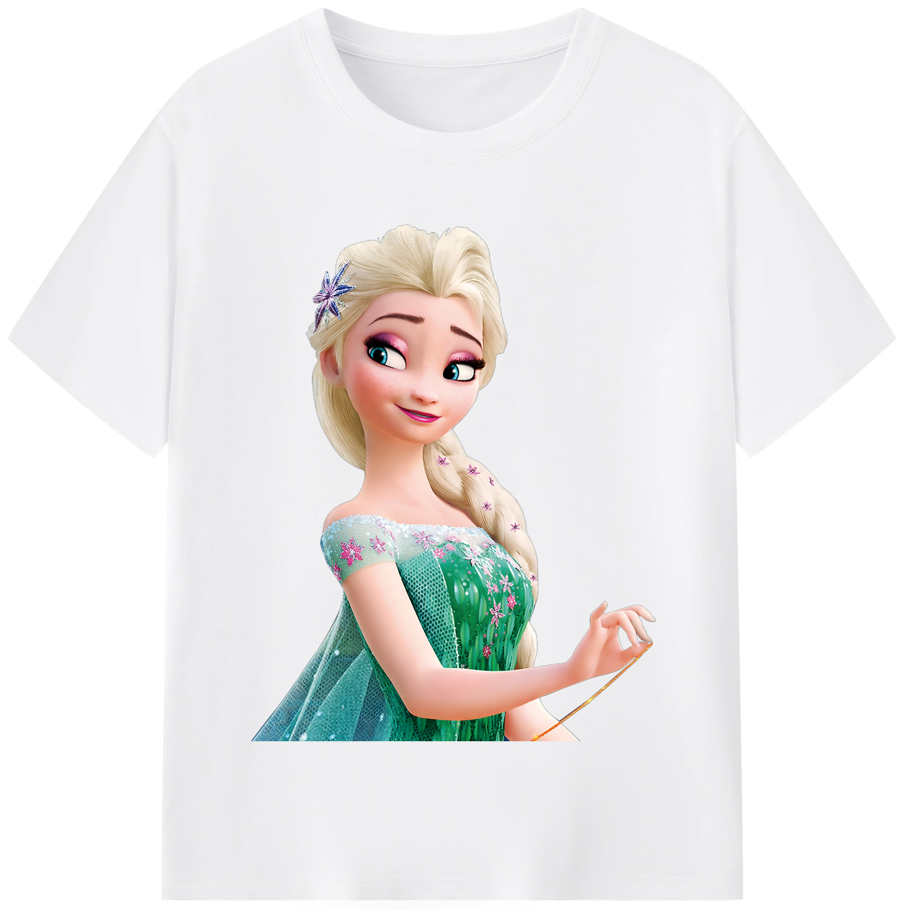 （画像用） アナと雪の女王 アンナ エルサ Frozen Anna Elsa 綿100％半袖Tシャツ（フロントプリント）