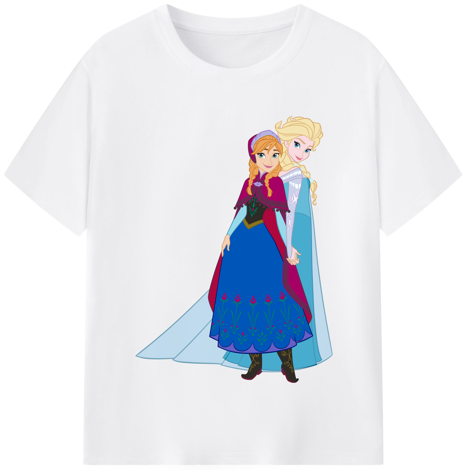（画像用） アナと雪の女王 アンナ エルサ Frozen Anna Elsa 綿100％半袖Tシャツ（フロントプリント）