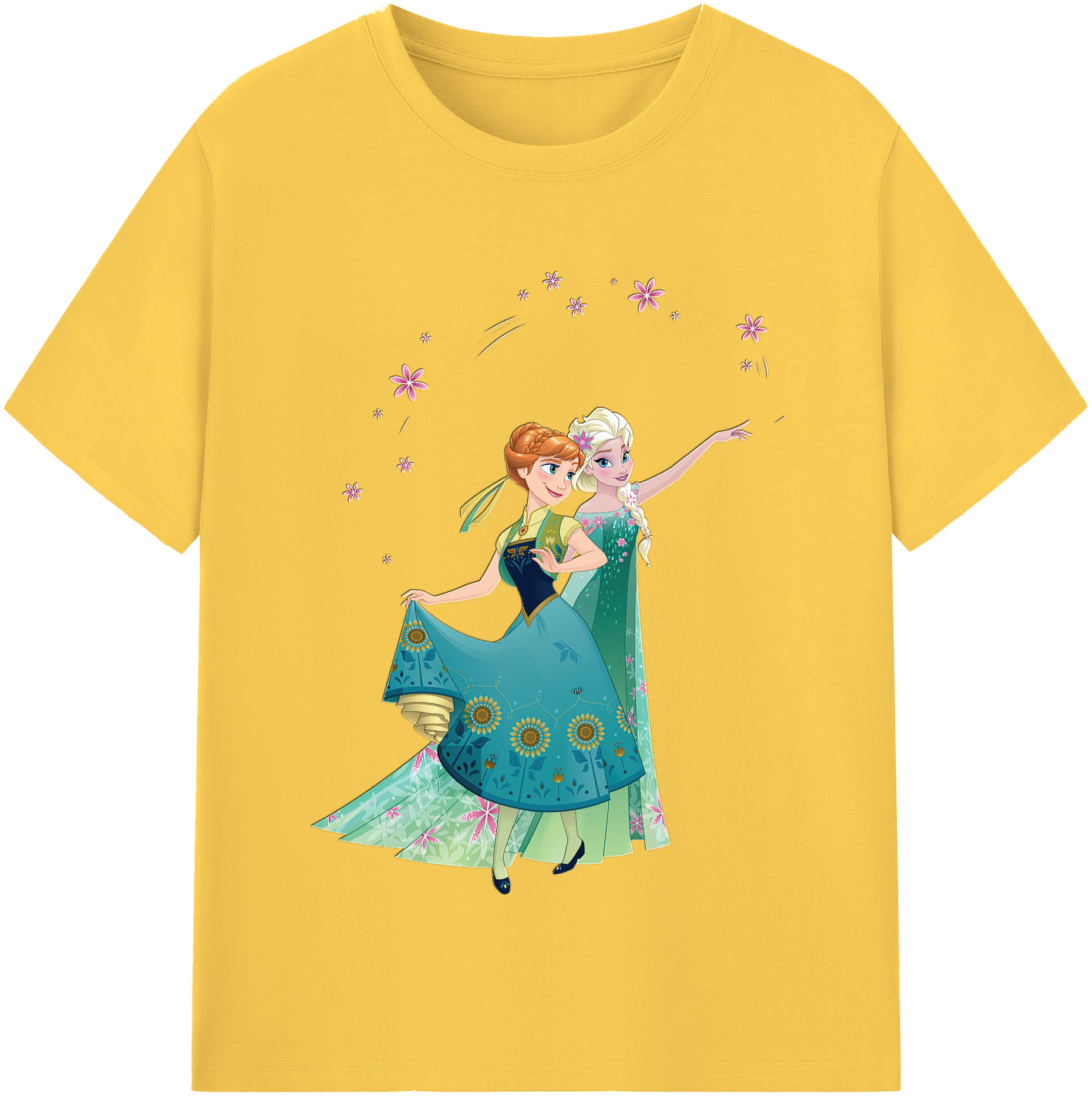（画像用） アナと雪の女王 アンナ エルサ Frozen Anna Elsa 綿100％半袖Tシャツ（フロントプリント）