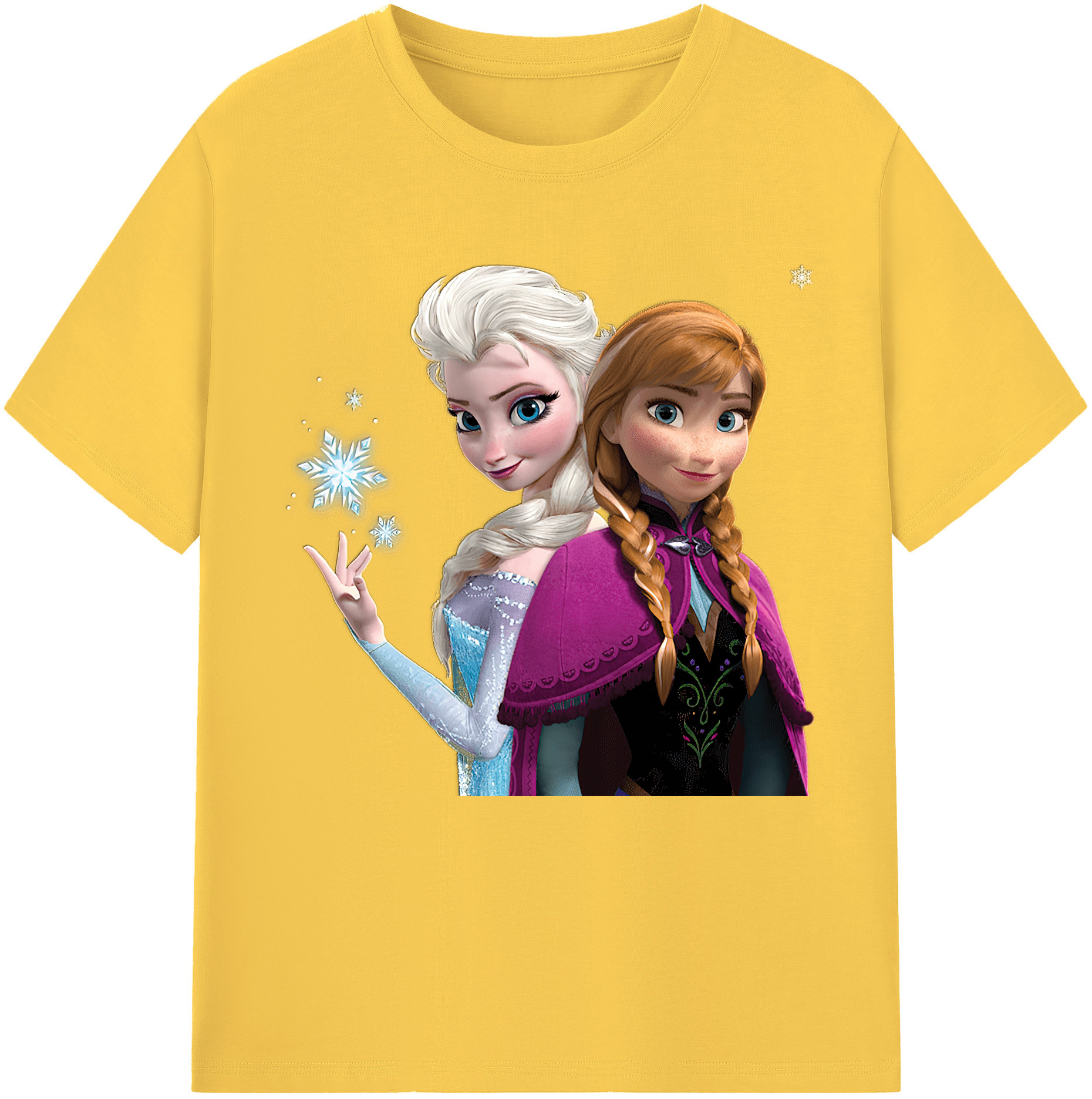 （画像用） アナと雪の女王 アンナ エルサ Frozen Anna Elsa 綿100％半袖Tシャツ（フロントプリント）