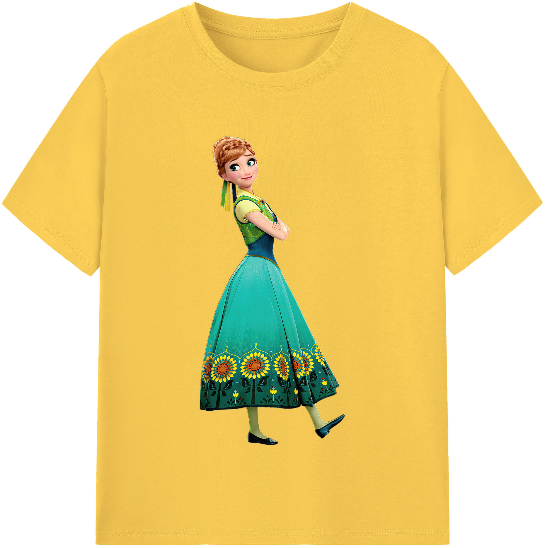 （画像用） アナと雪の女王 アンナ エルサ Frozen Anna Elsa 綿100％半袖Tシャツ（フロントプリント）