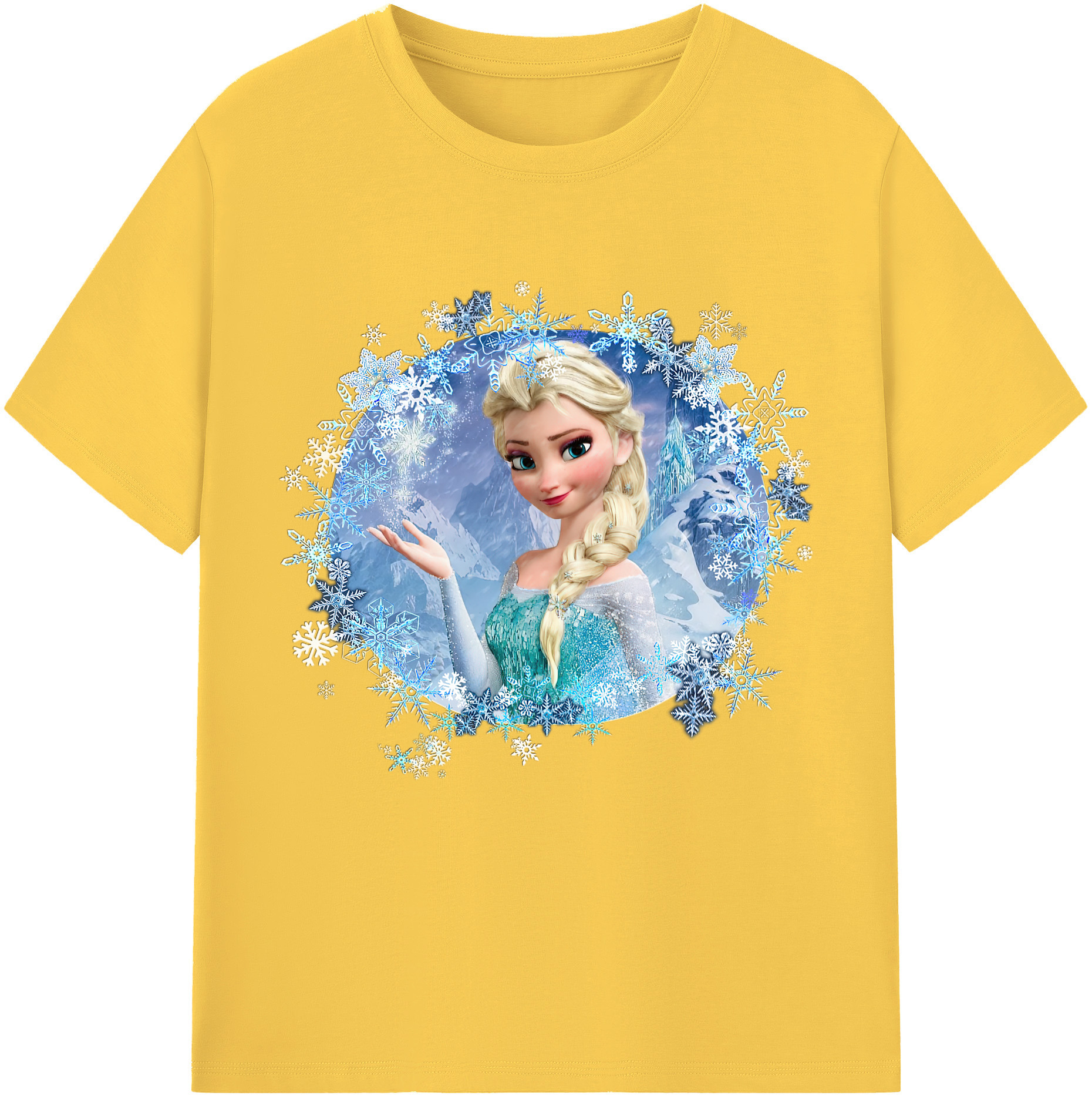 （画像用） アナと雪の女王 アンナ エルサ Frozen Anna Elsa 綿100％半袖Tシャツ（フロントプリント）