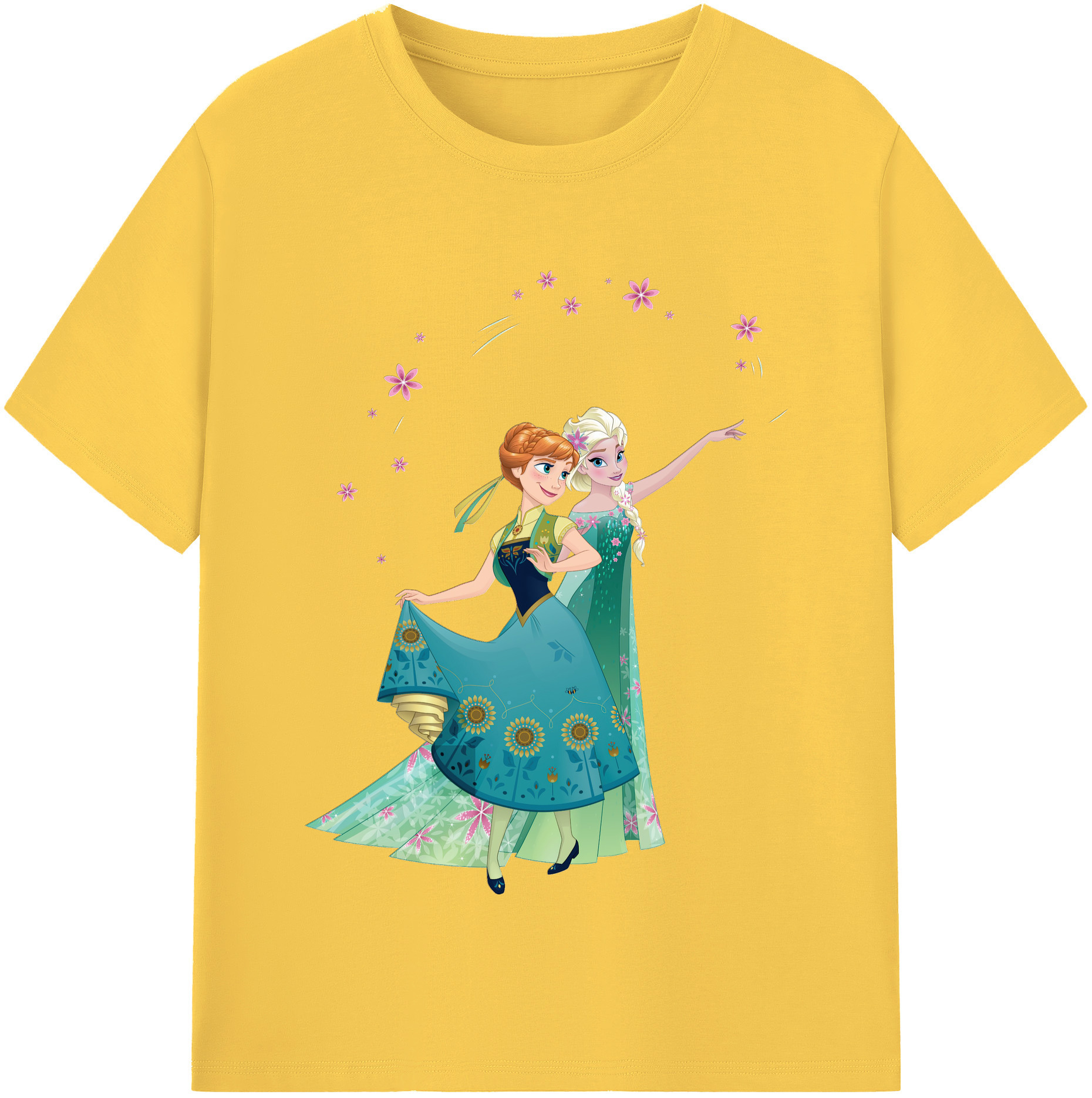 （画像用） アナと雪の女王 アンナ エルサ Frozen Anna Elsa 綿100％半袖Tシャツ（フロントプリント）