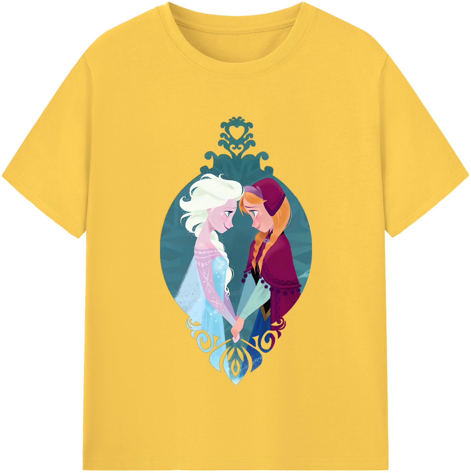 （画像用） アナと雪の女王 アンナ エルサ Frozen Anna Elsa 綿100％半袖Tシャツ（フロントプリント）