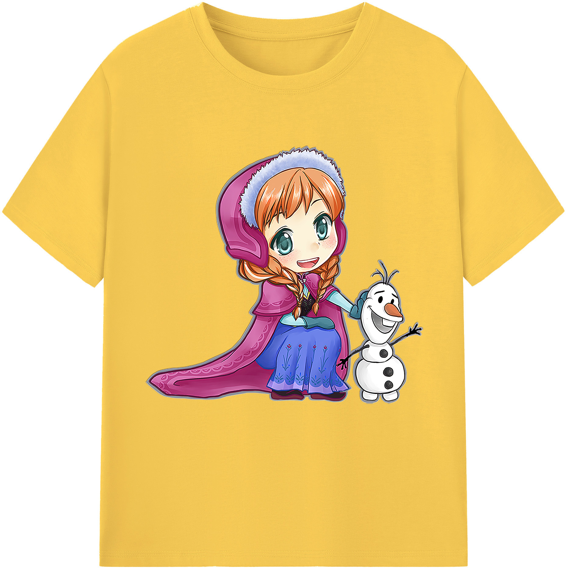 （画像用） アナと雪の女王 アンナ エルサ Frozen Anna Elsa 綿100％半袖Tシャツ（フロントプリント）