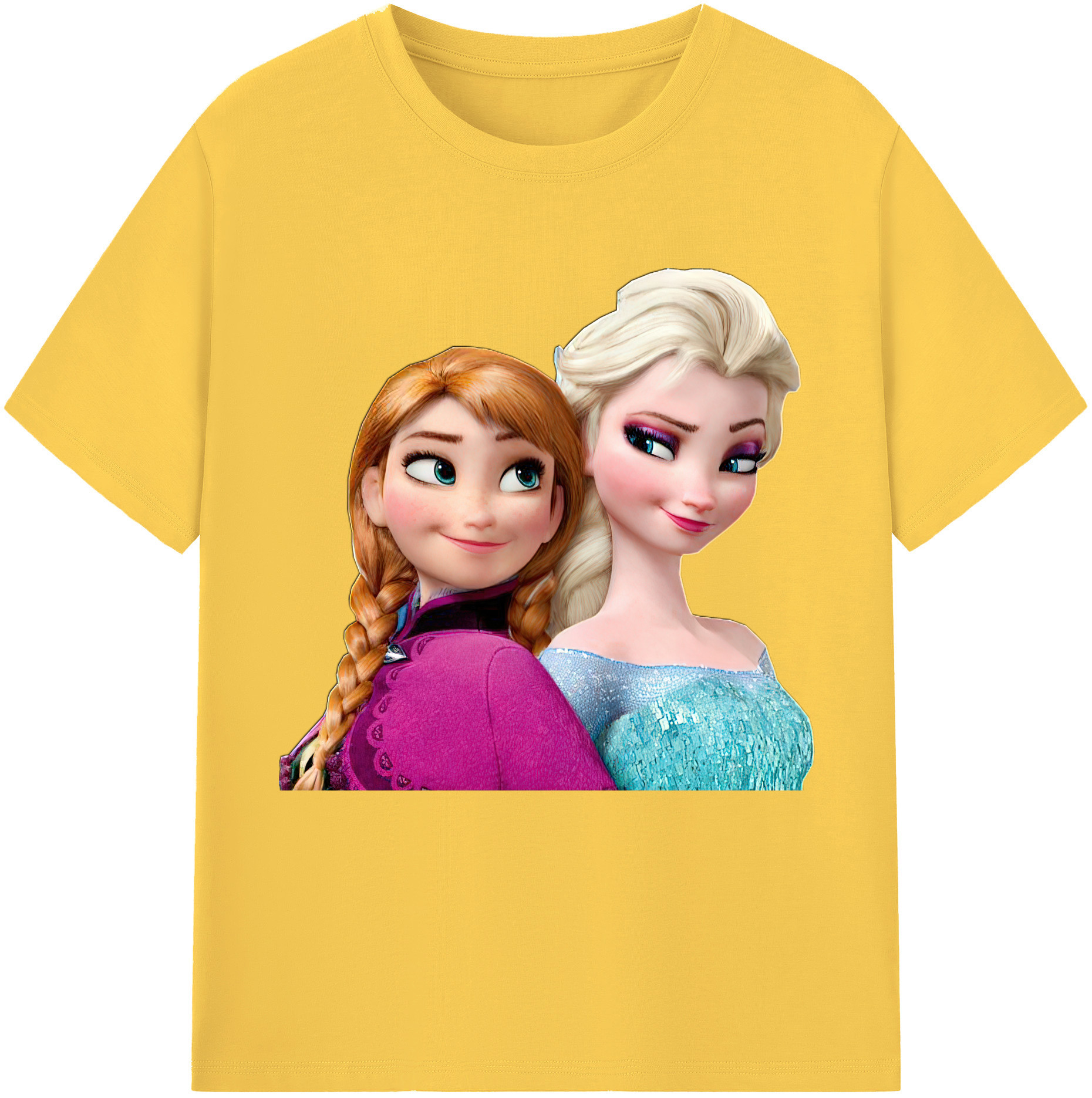 （画像用） アナと雪の女王 アンナ エルサ Frozen Anna Elsa 綿100％半袖Tシャツ（フロントプリント）