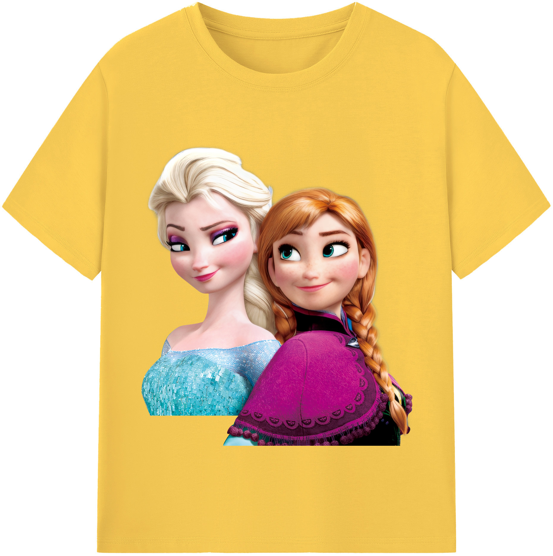 （画像用） アナと雪の女王 アンナ エルサ Frozen Anna Elsa 綿100％半袖Tシャツ（フロントプリント）