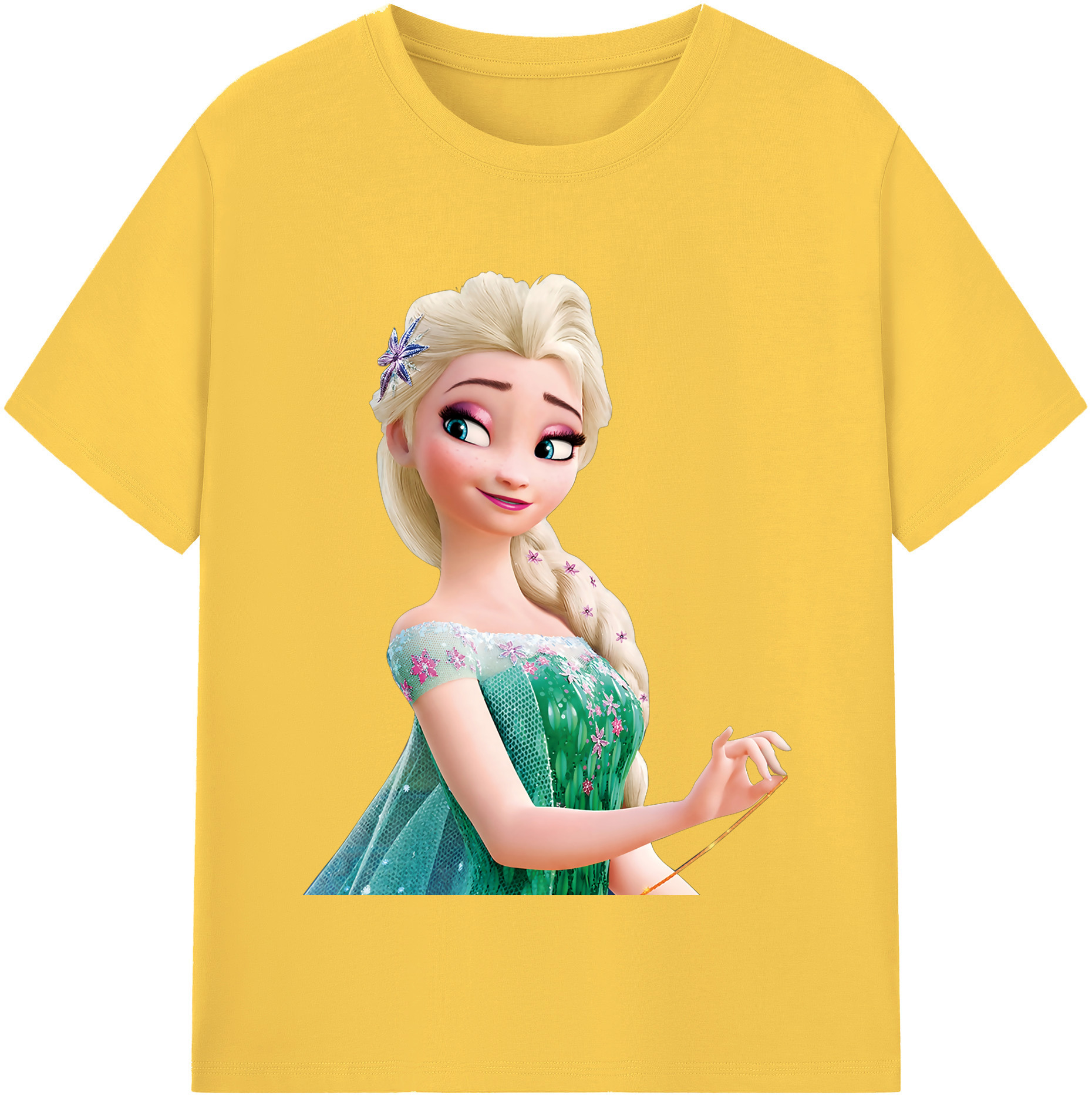 （画像用） アナと雪の女王 アンナ エルサ Frozen Anna Elsa 綿100％半袖Tシャツ（フロントプリント）