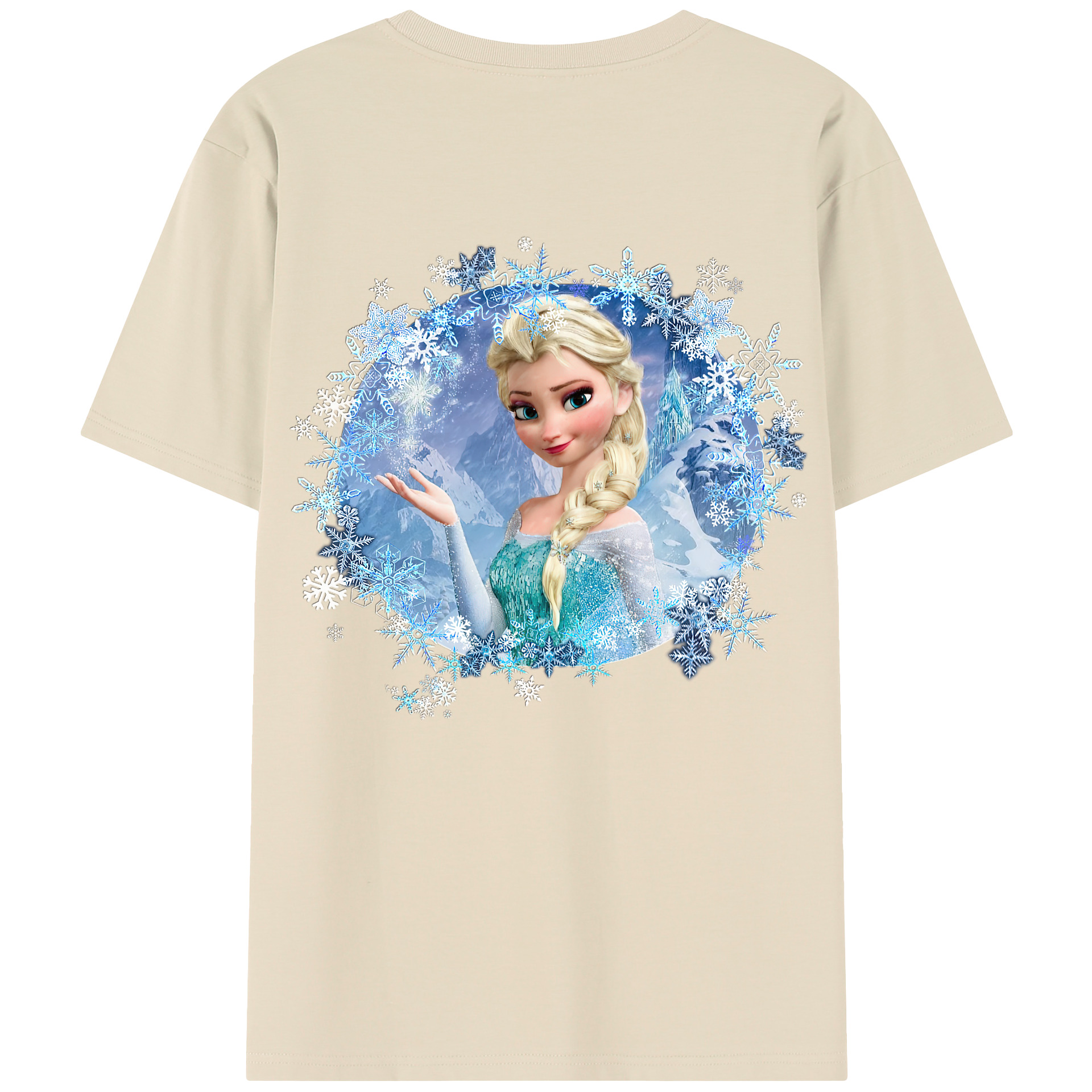 （画像用） アナと雪の女王 アンナ エルサ Frozen Anna Elsa 綿100％半袖Tシャツ（背面プリント）