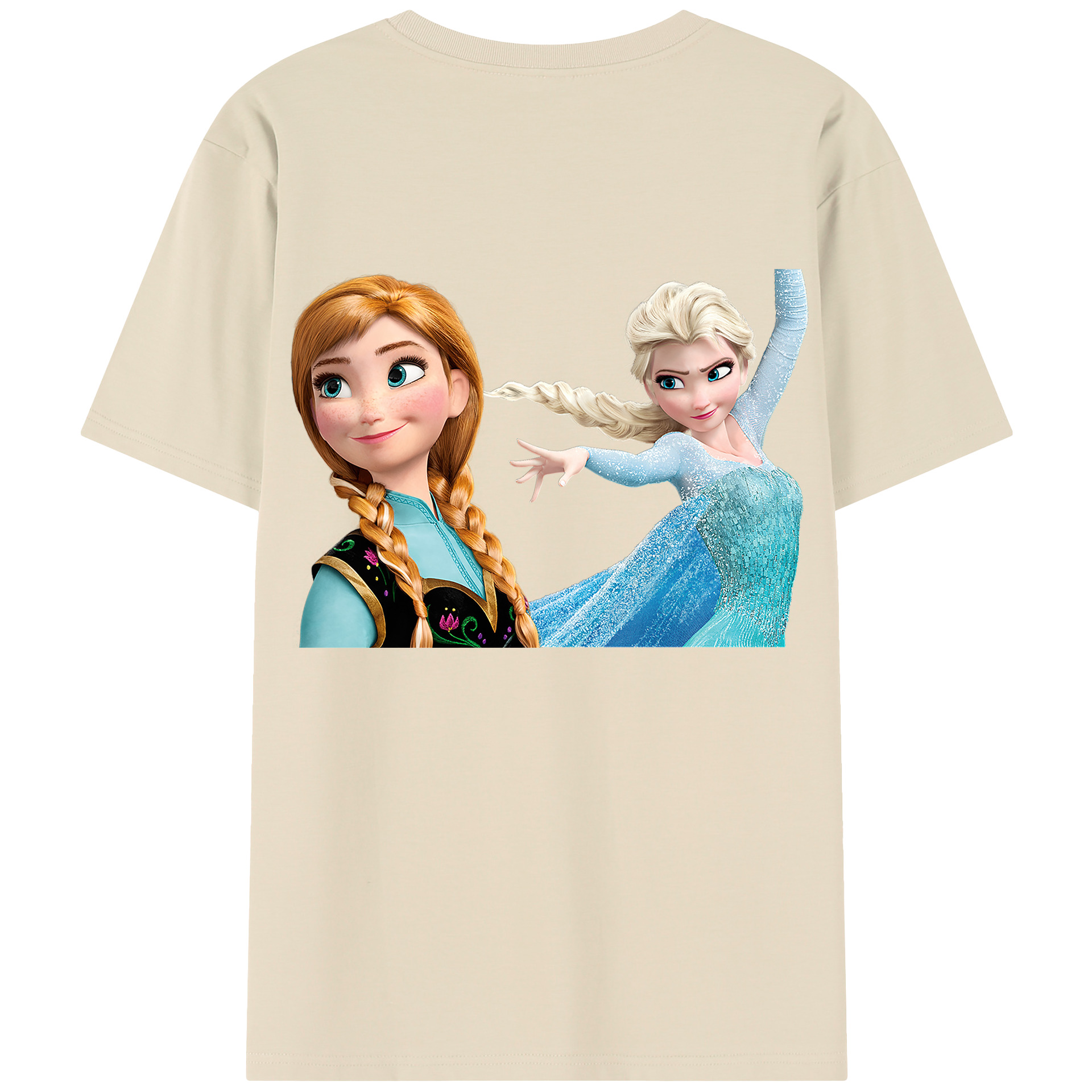 （画像用） アナと雪の女王 アンナ エルサ Frozen Anna Elsa 綿100％半袖Tシャツ（背面プリント）