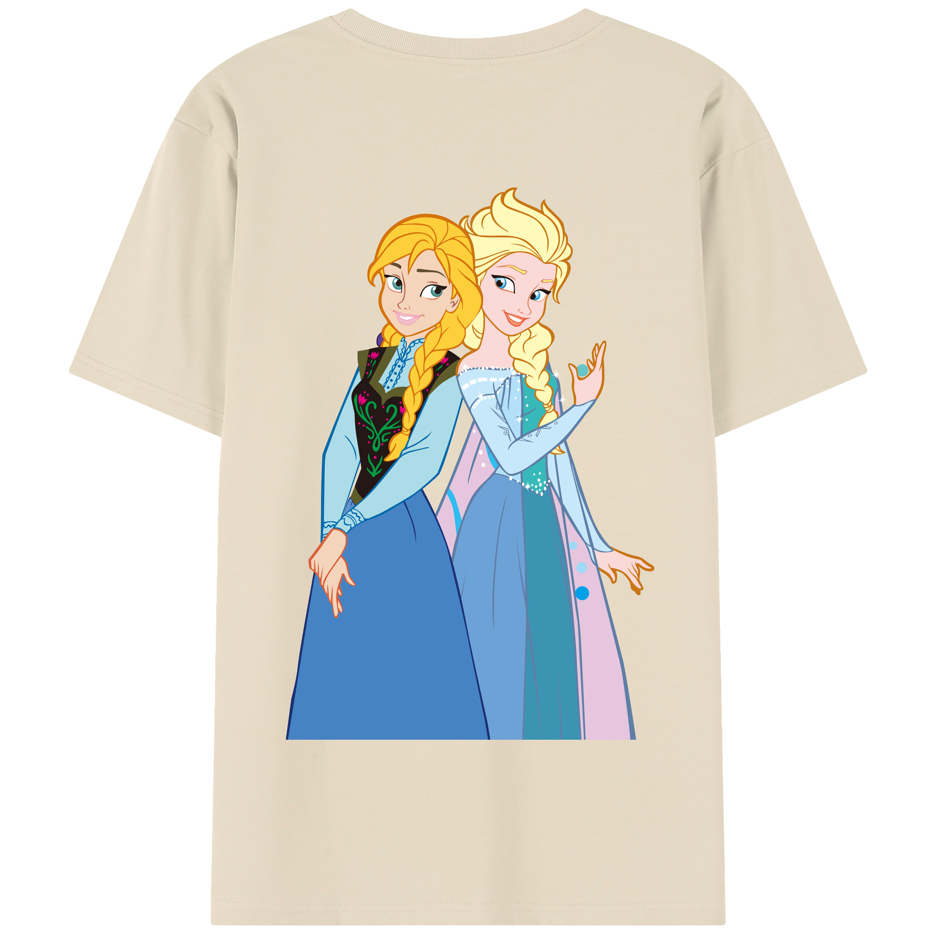 （画像用） アナと雪の女王 アンナ エルサ Frozen Anna Elsa 綿100％半袖Tシャツ（背面プリント）