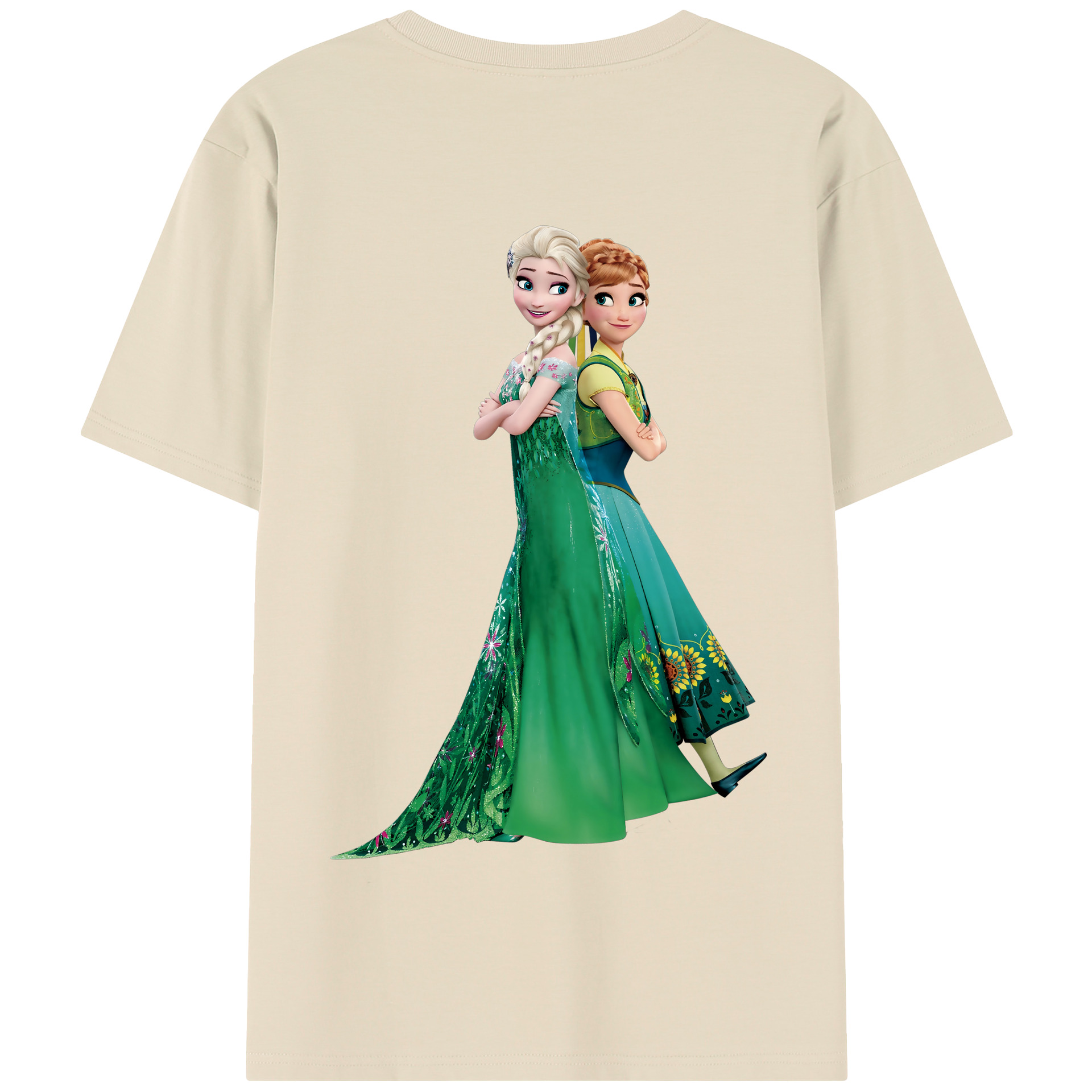 （画像用） アナと雪の女王 アンナ エルサ Frozen Anna Elsa 綿100％半袖Tシャツ（背面プリント）
