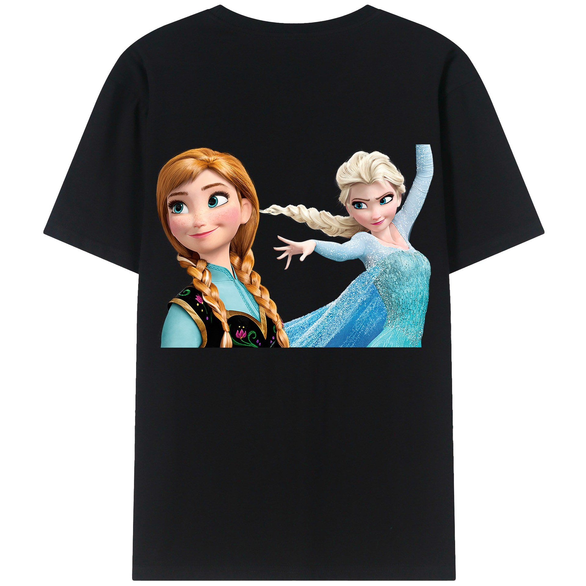 （画像用） アナと雪の女王 アンナ エルサ Frozen Anna Elsa 綿100％半袖Tシャツ（背面プリント）