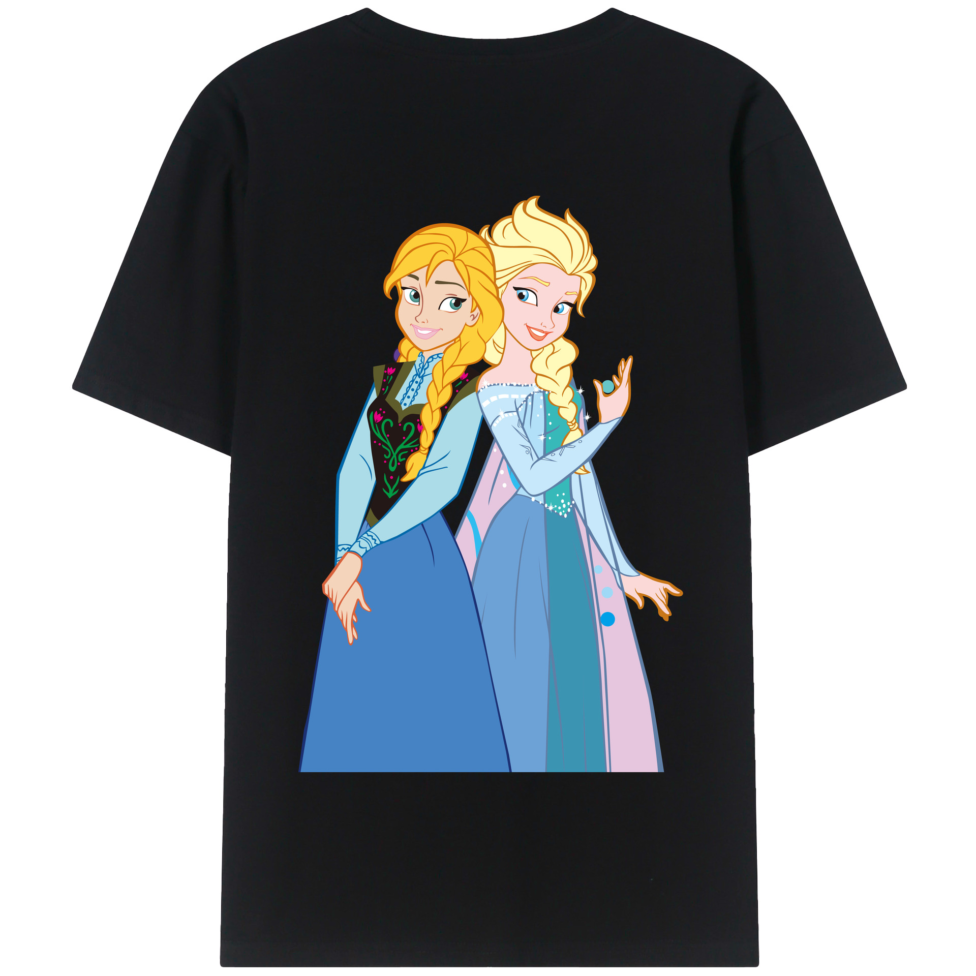 （画像用） アナと雪の女王 アンナ エルサ Frozen Anna Elsa 綿100％半袖Tシャツ（背面プリント）