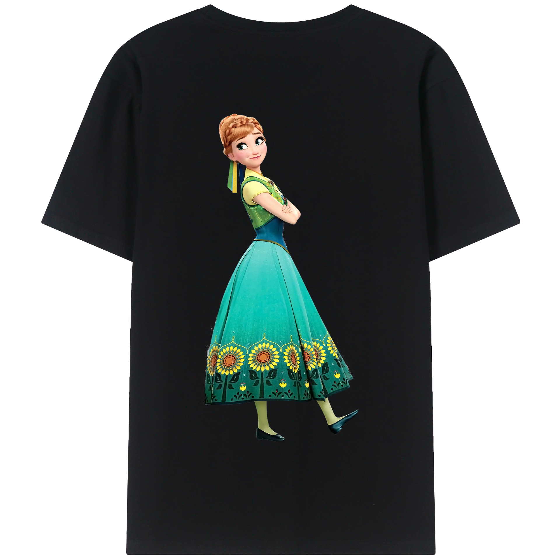 （画像用） アナと雪の女王 アンナ エルサ Frozen Anna Elsa 綿100％半袖Tシャツ（背面プリント）