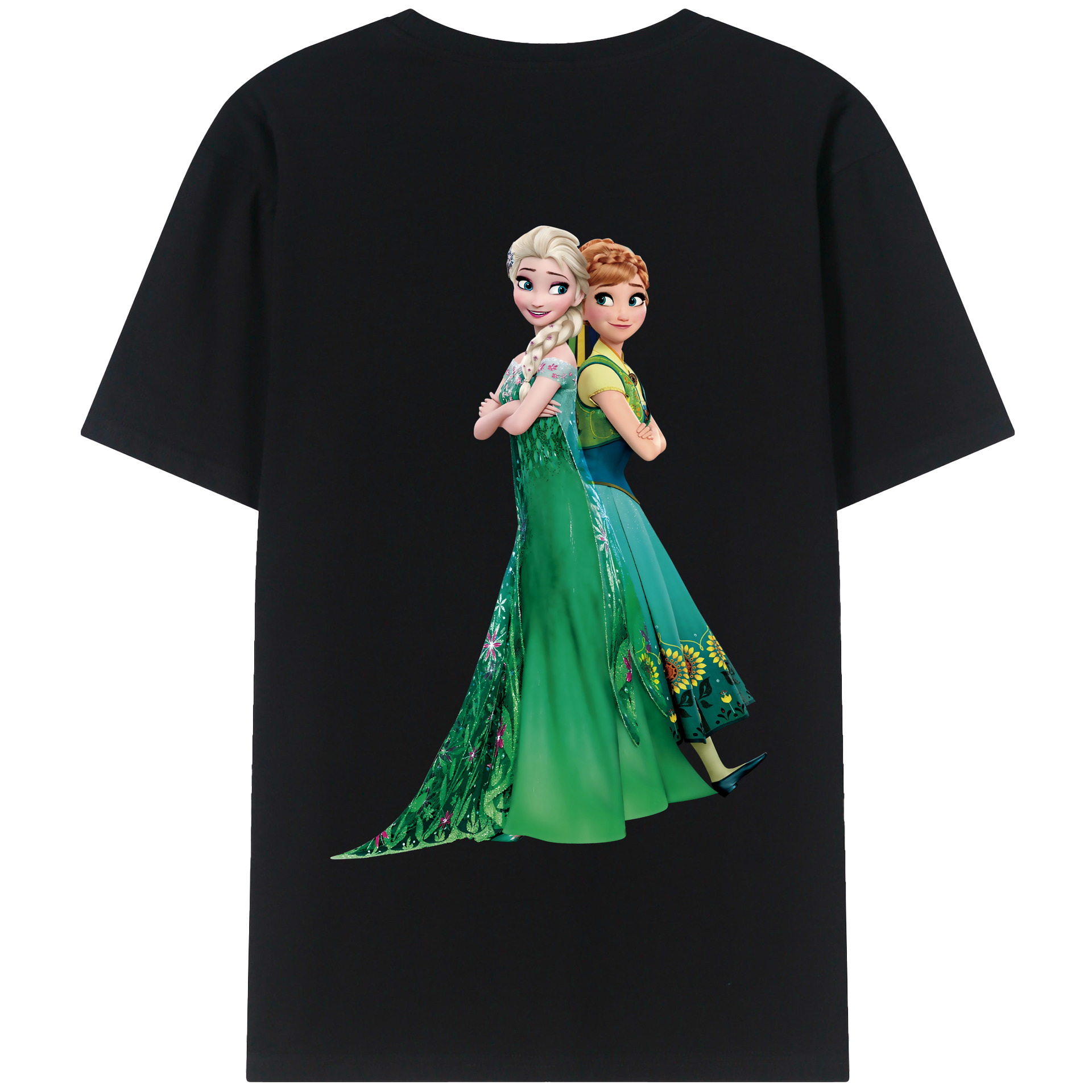 （画像用） アナと雪の女王 アンナ エルサ Frozen Anna Elsa 綿100％半袖Tシャツ（背面プリント）