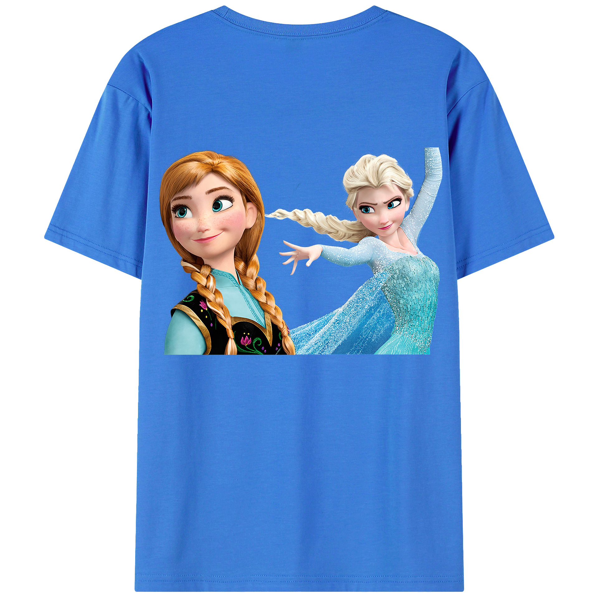 （画像用） アナと雪の女王 アンナ エルサ Frozen Anna Elsa 綿100％半袖Tシャツ（背面プリント）