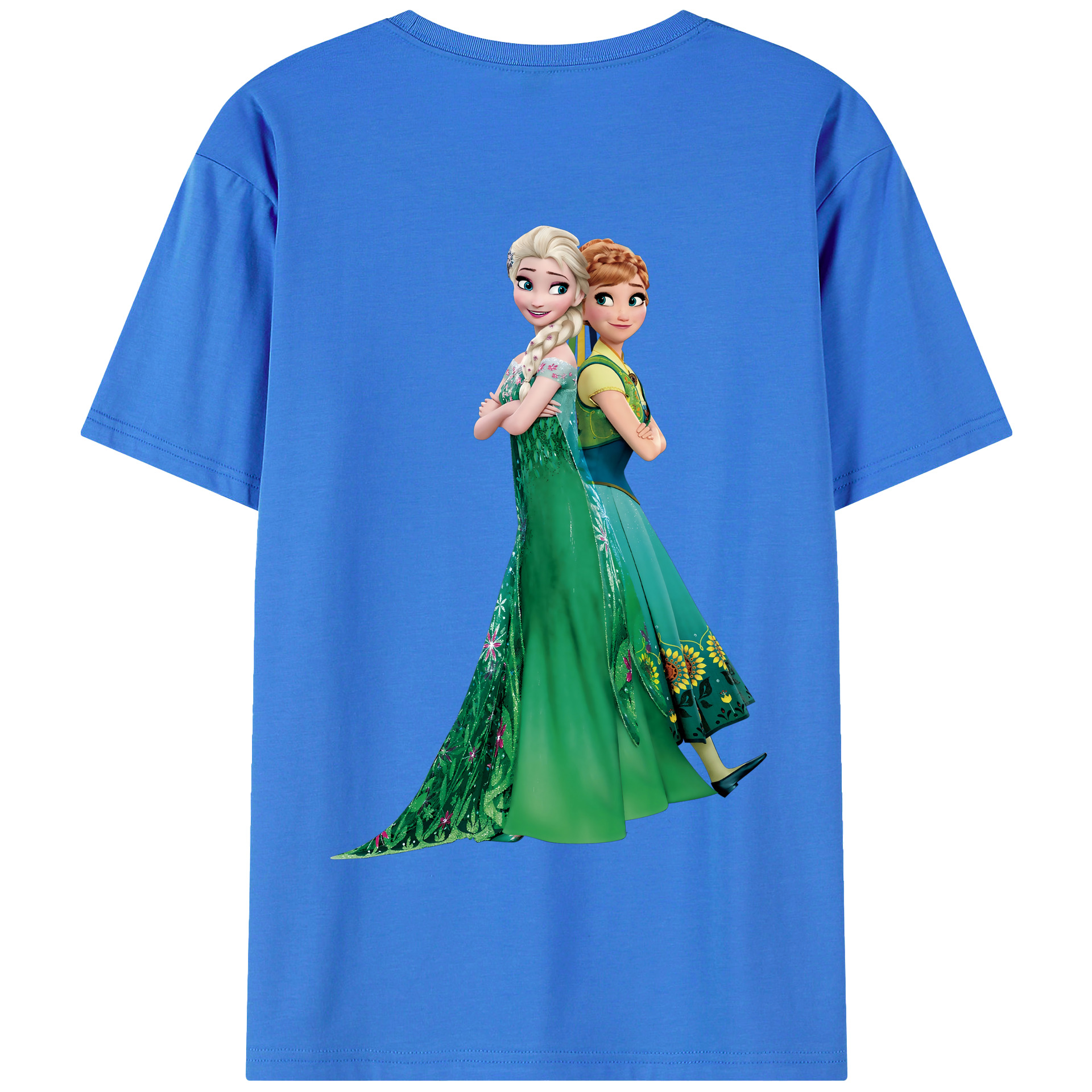 （画像用） アナと雪の女王 アンナ エルサ Frozen Anna Elsa 綿100％半袖Tシャツ（背面プリント）