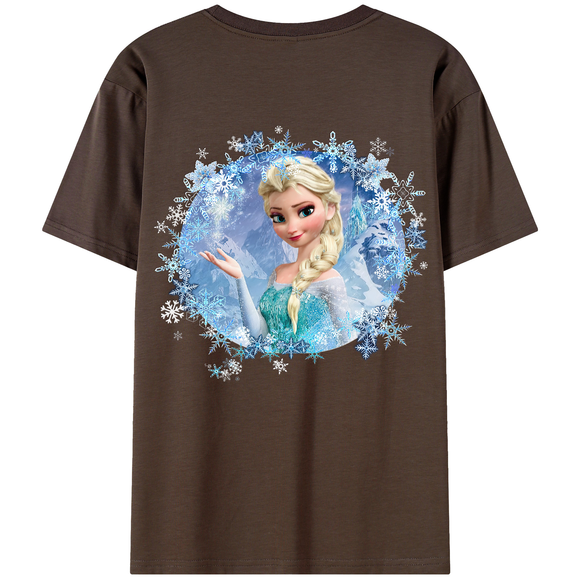 （画像用） アナと雪の女王 アンナ エルサ Frozen Anna Elsa 綿100％半袖Tシャツ（背面プリント）