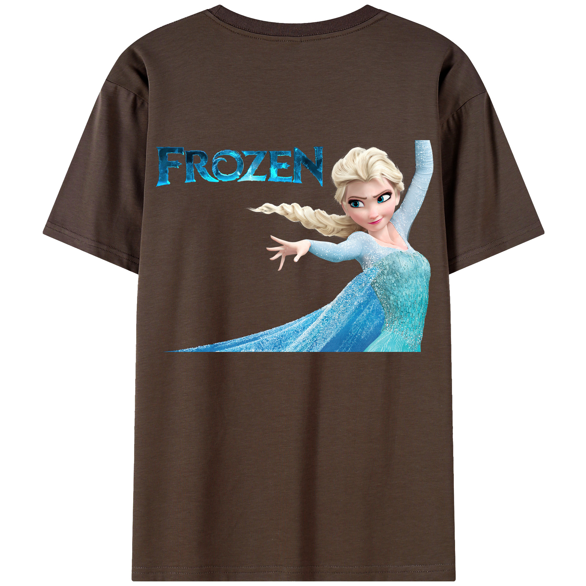 （画像用） アナと雪の女王 アンナ エルサ Frozen Anna Elsa 綿100％半袖Tシャツ（背面プリント）