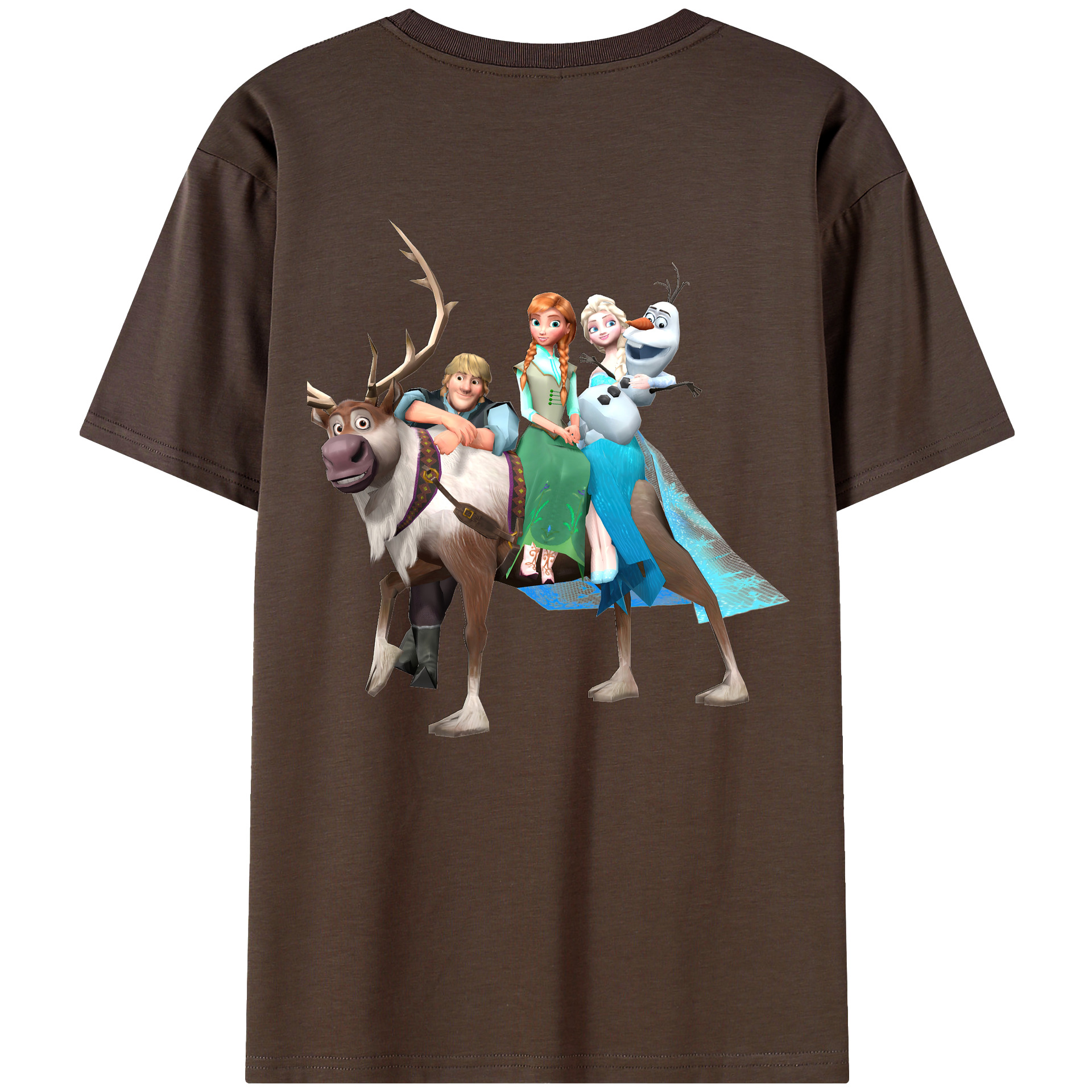 （画像用） アナと雪の女王 アンナ エルサ Frozen Anna Elsa 綿100％半袖Tシャツ（背面プリント）