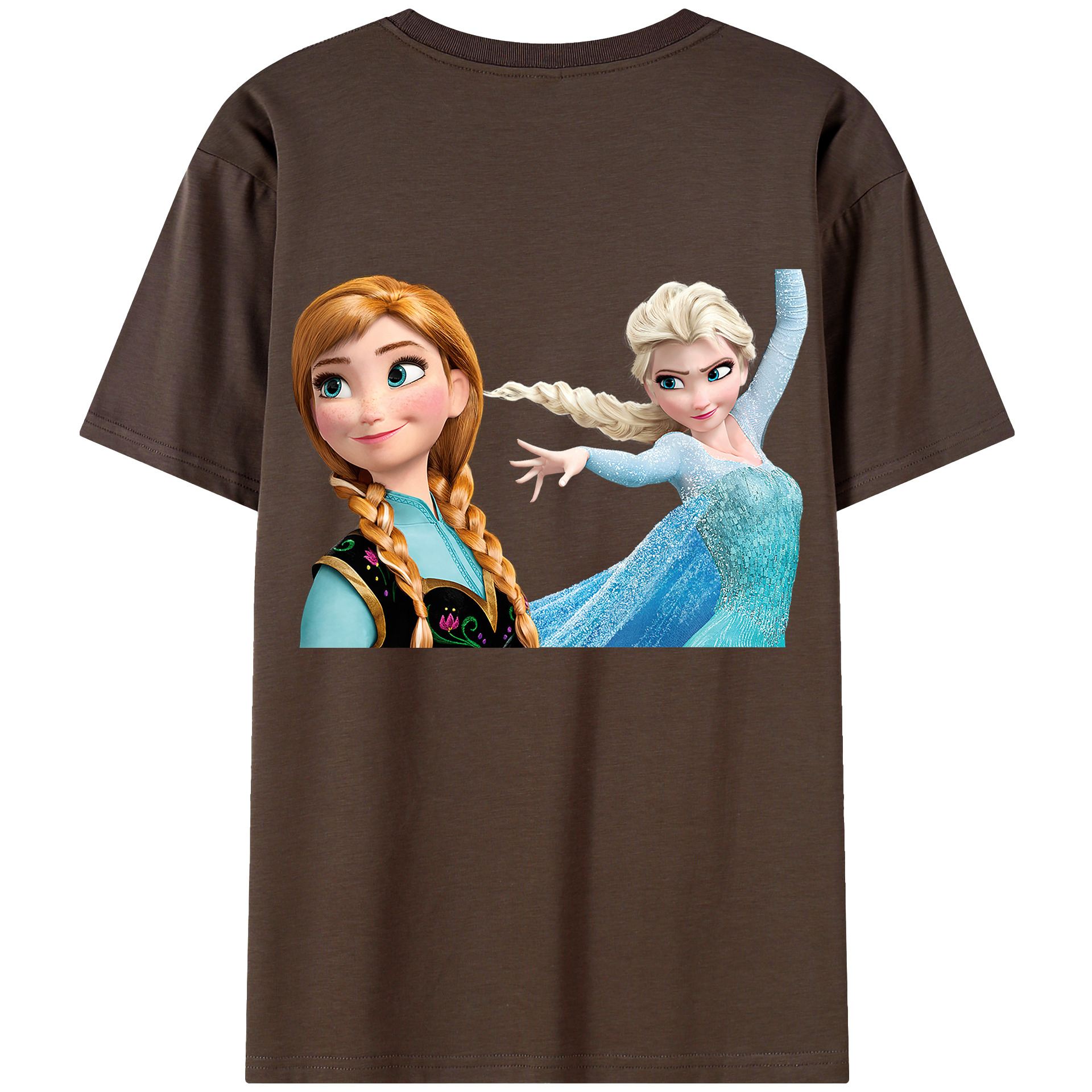 （画像用） アナと雪の女王 アンナ エルサ Frozen Anna Elsa 綿100％半袖Tシャツ（背面プリント）