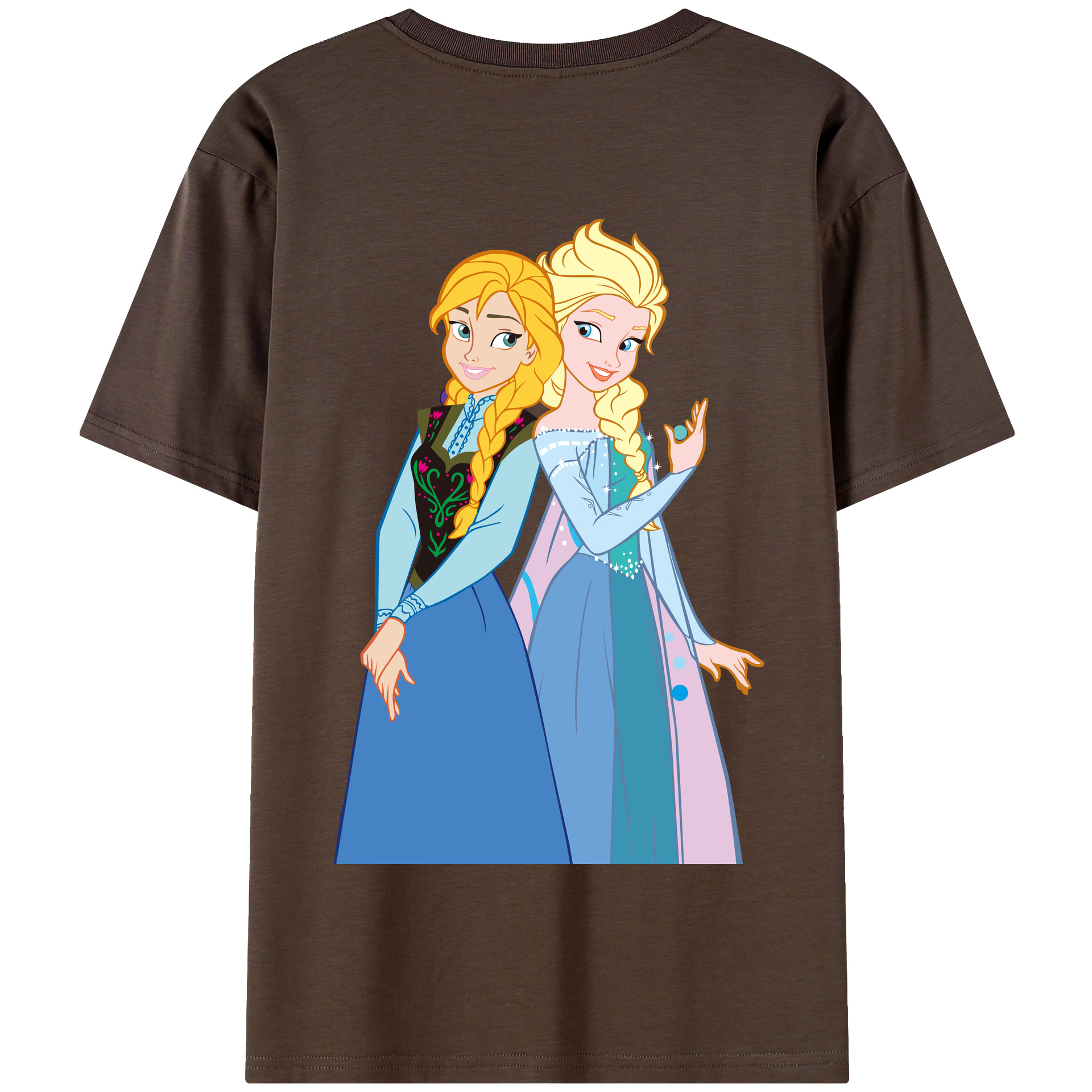 （画像用） アナと雪の女王 アンナ エルサ Frozen Anna Elsa 綿100％半袖Tシャツ（背面プリント）