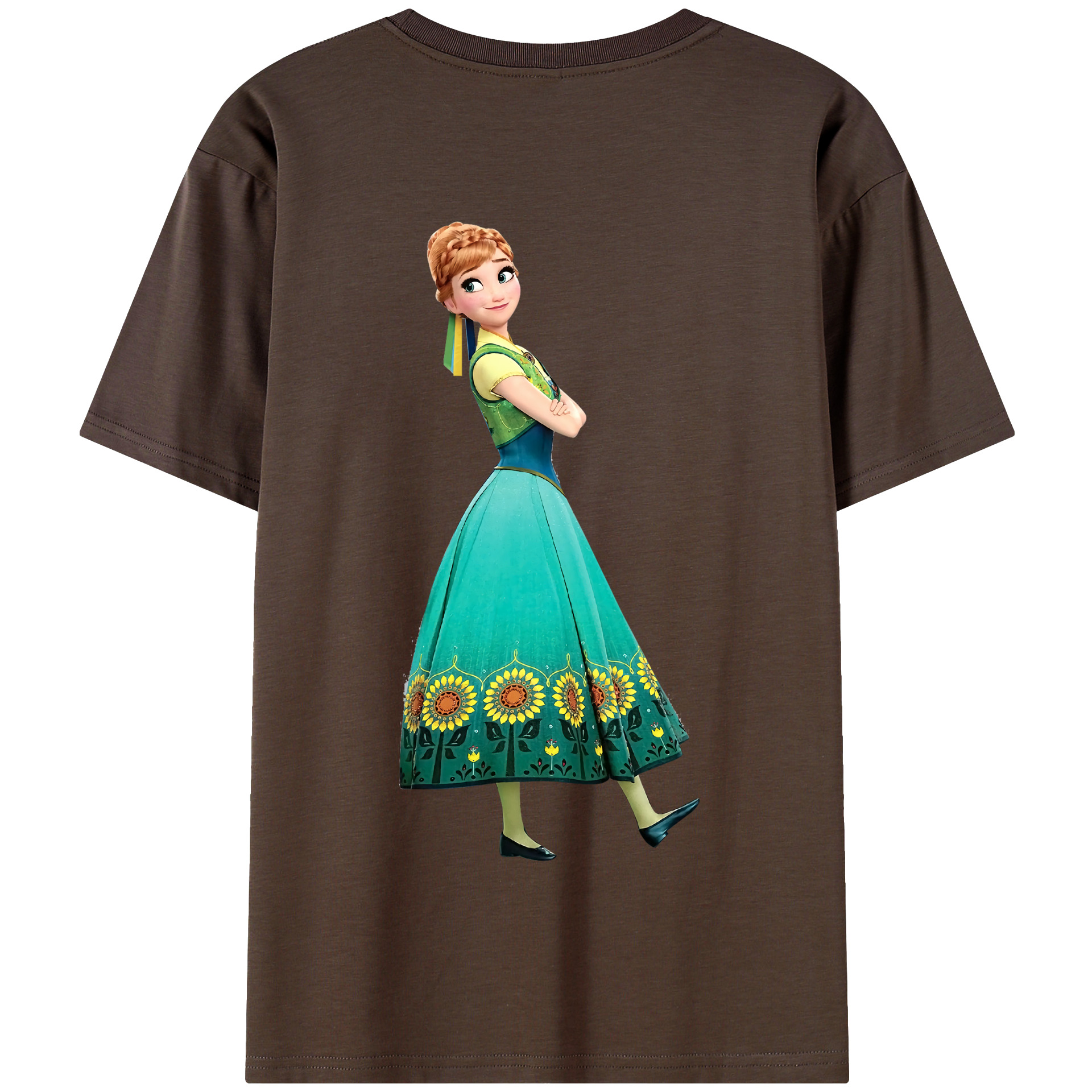 （画像用） アナと雪の女王 アンナ エルサ Frozen Anna Elsa 綿100％半袖Tシャツ（背面プリント）