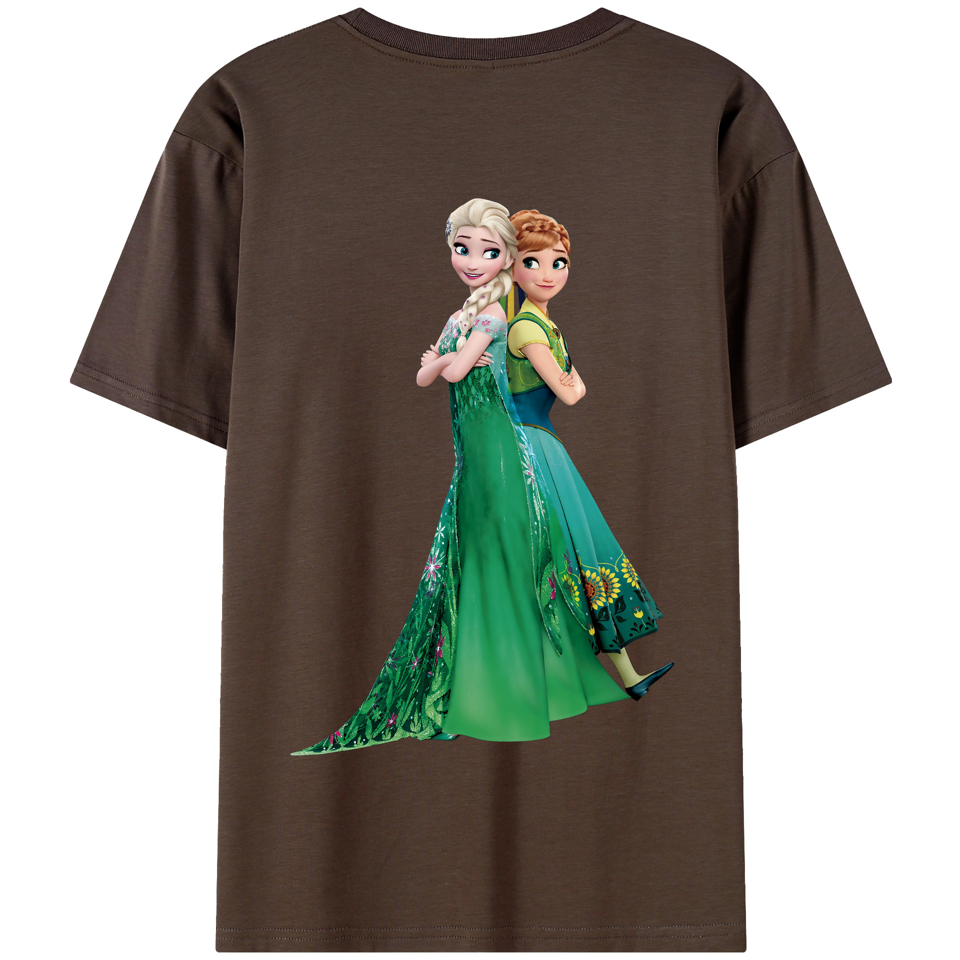 （画像用） アナと雪の女王 アンナ エルサ Frozen Anna Elsa 綿100％半袖Tシャツ（背面プリント）