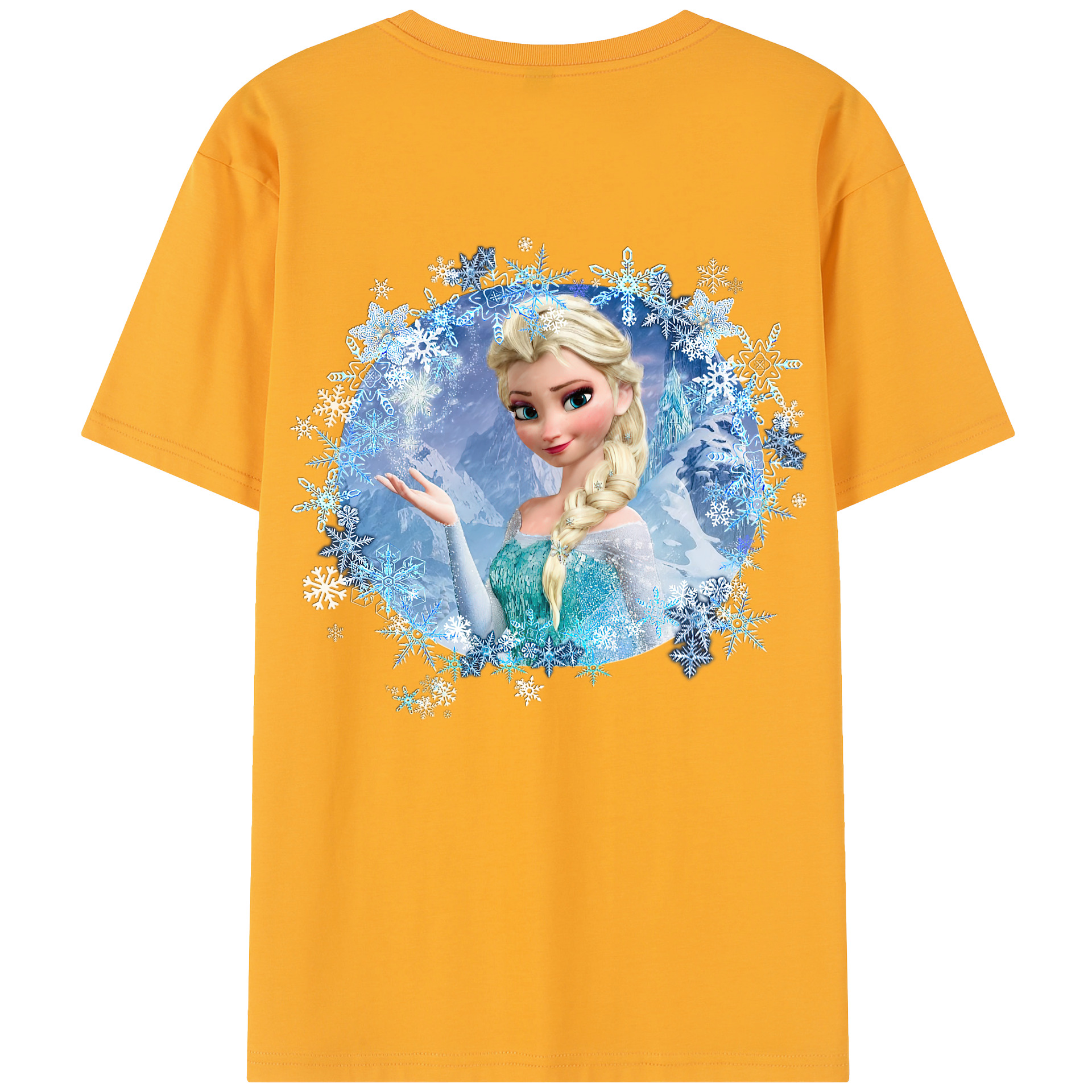 （画像用） アナと雪の女王 アンナ エルサ Frozen Anna Elsa 綿100％半袖Tシャツ（背面プリント）
