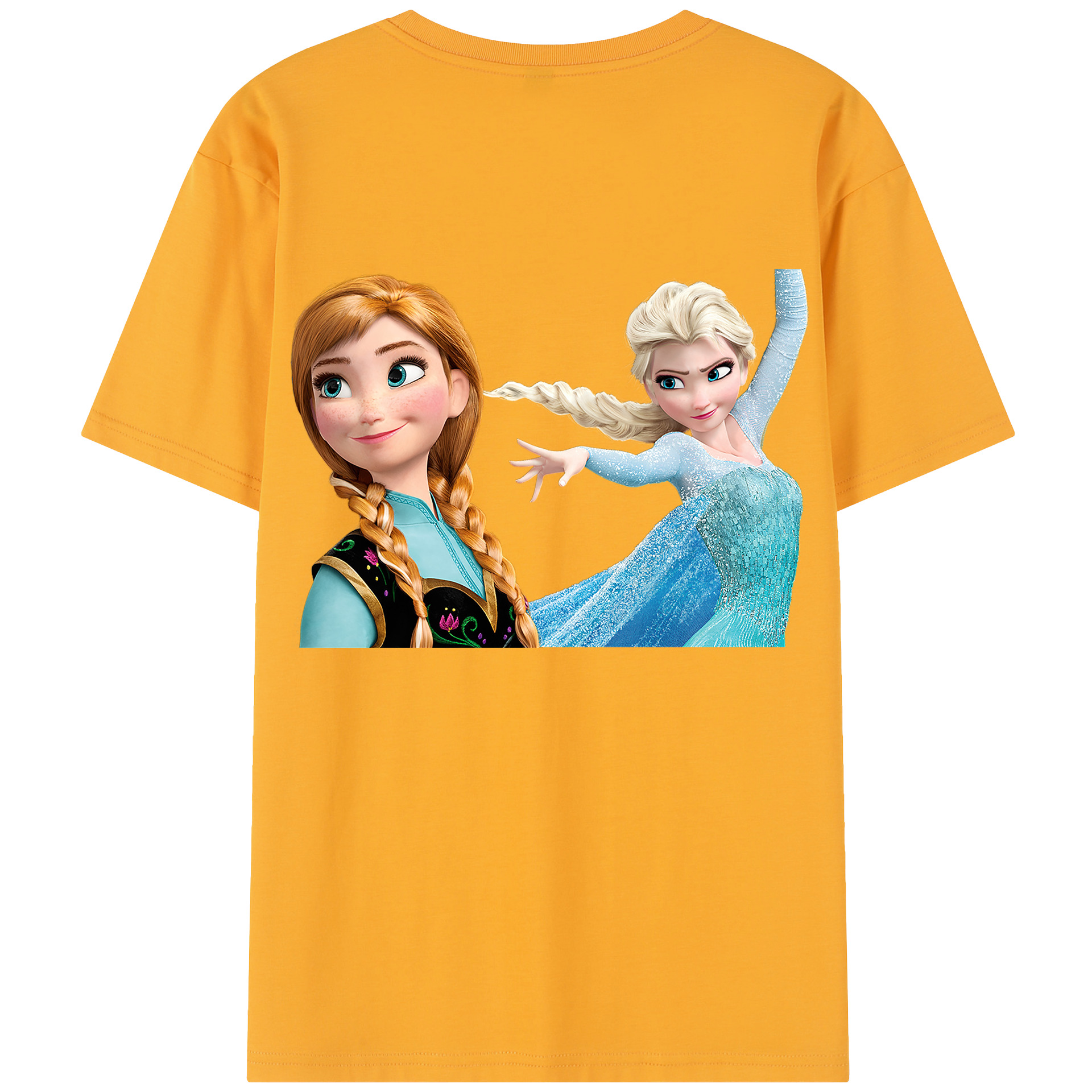（画像用） アナと雪の女王 アンナ エルサ Frozen Anna Elsa 綿100％半袖Tシャツ（背面プリント）