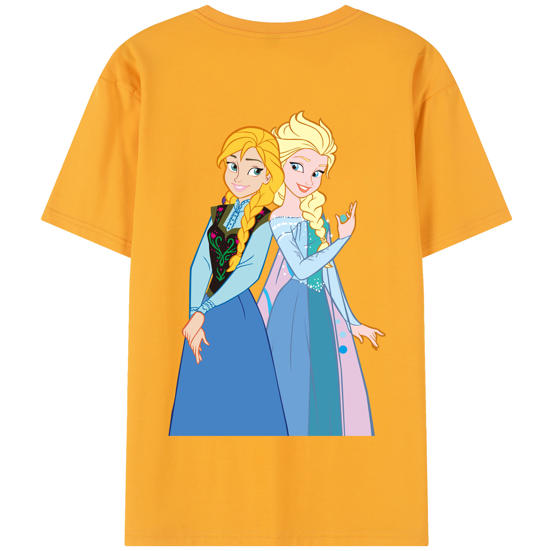 （画像用） アナと雪の女王 アンナ エルサ Frozen Anna Elsa 綿100％半袖Tシャツ（背面プリント）