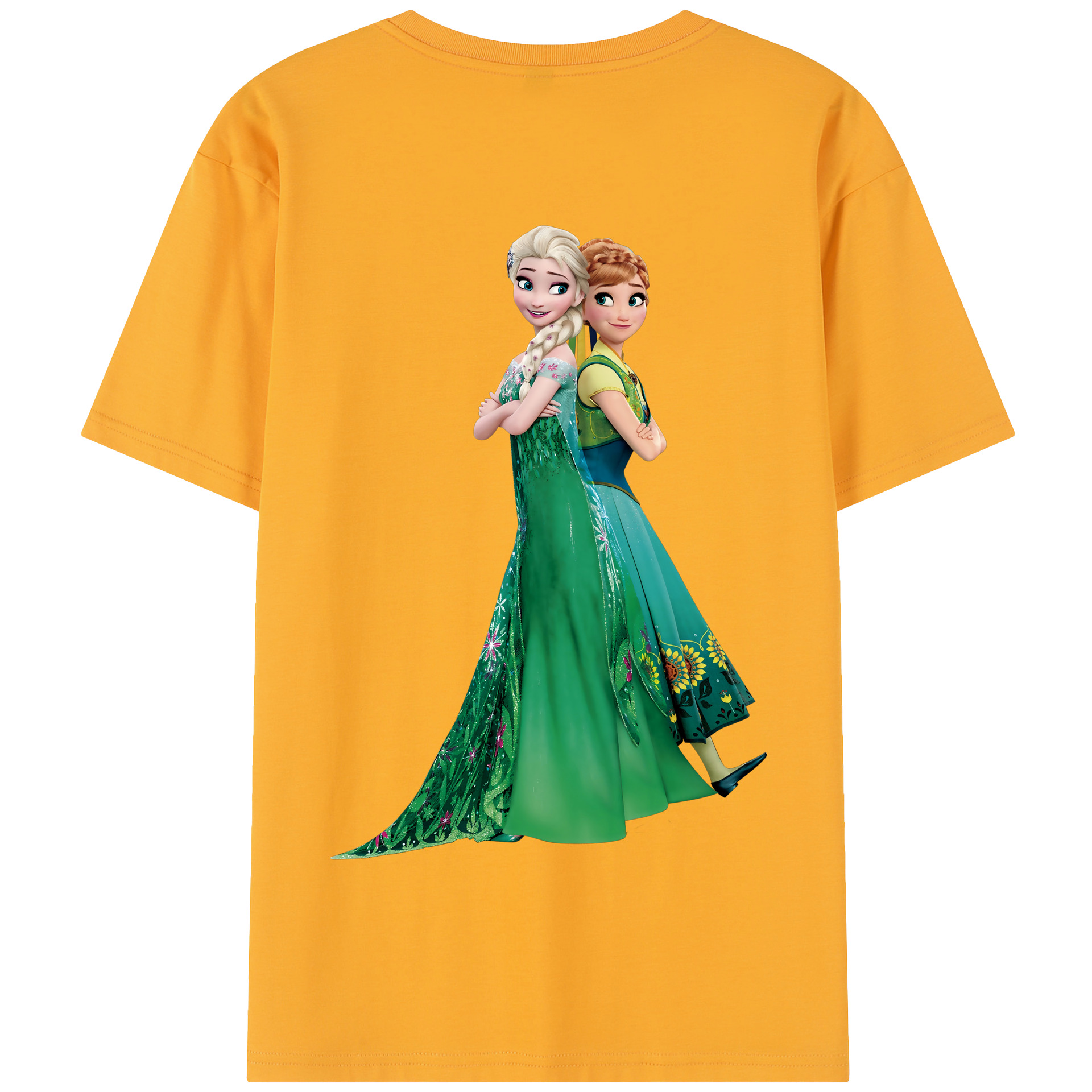 （画像用） アナと雪の女王 アンナ エルサ Frozen Anna Elsa 綿100％半袖Tシャツ（背面プリント）