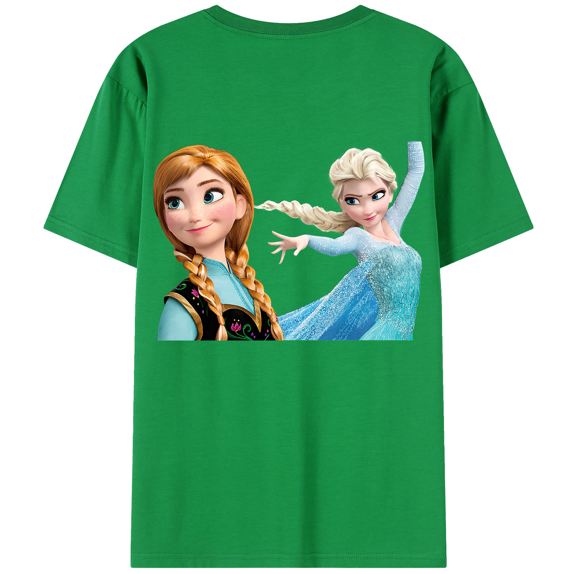 （画像用） アナと雪の女王 アンナ エルサ Frozen Anna Elsa 綿100％半袖Tシャツ（背面プリント）