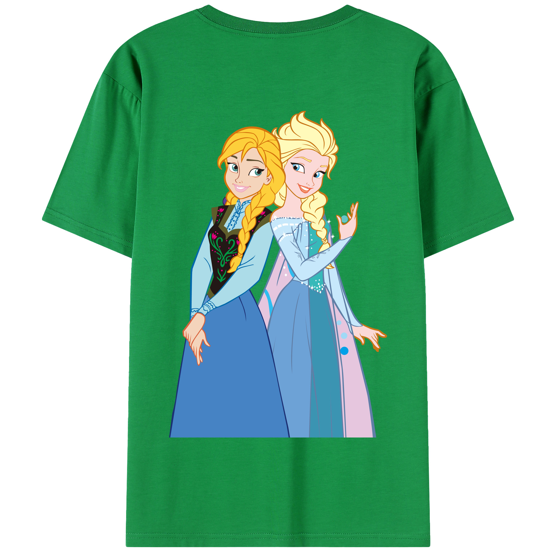 （画像用） アナと雪の女王 アンナ エルサ Frozen Anna Elsa 綿100％半袖Tシャツ（背面プリント）