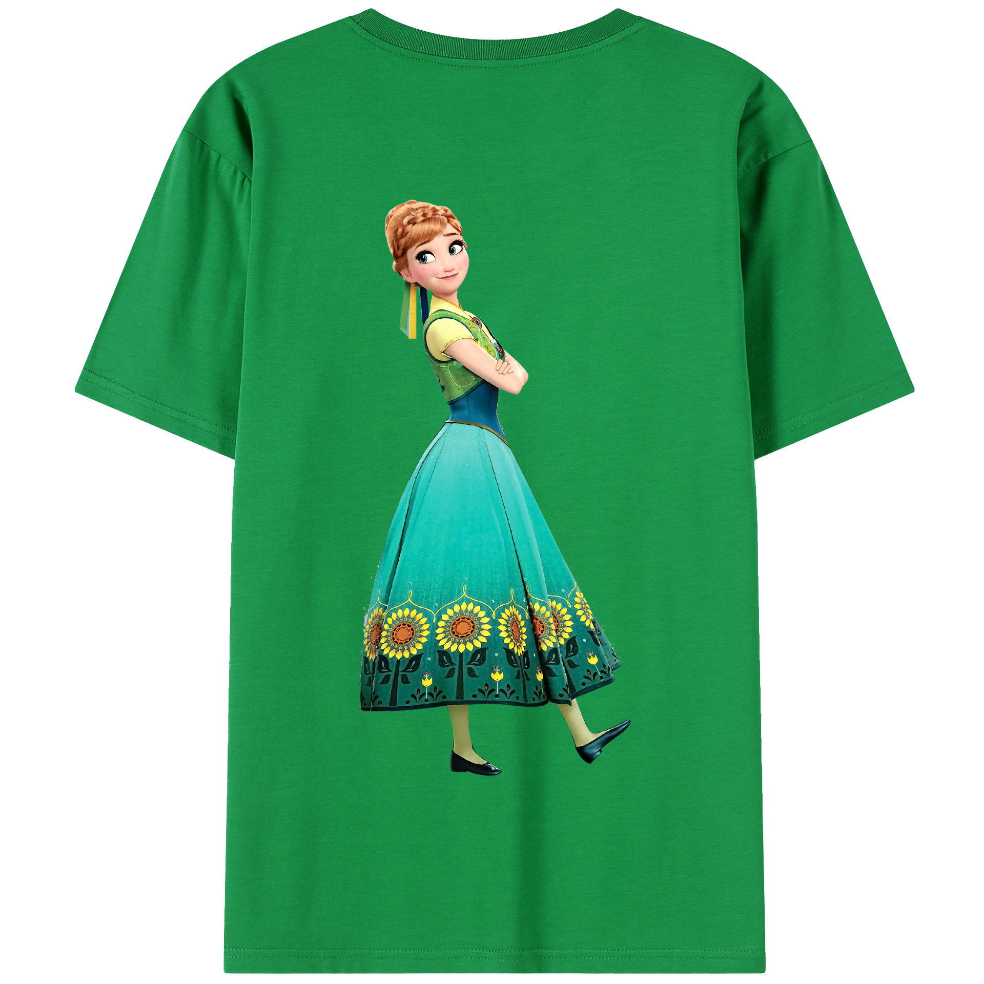 （画像用） アナと雪の女王 アンナ エルサ Frozen Anna Elsa 綿100％半袖Tシャツ（背面プリント）