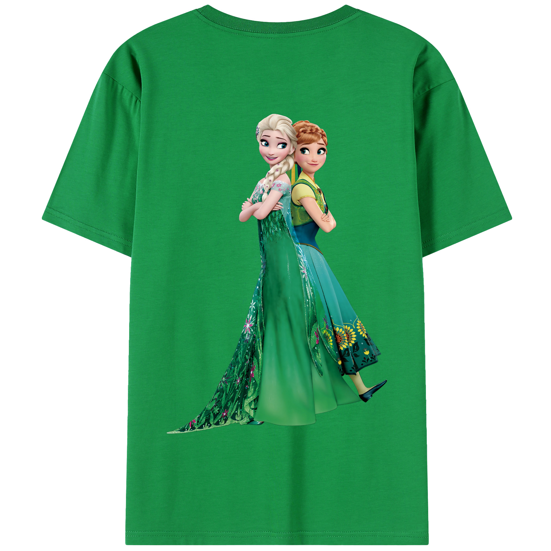 （画像用） アナと雪の女王 アンナ エルサ Frozen Anna Elsa 綿100％半袖Tシャツ（背面プリント）