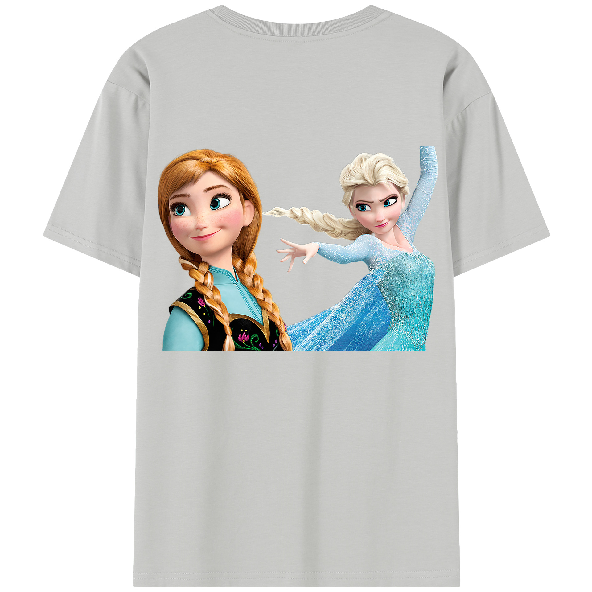 （画像用） アナと雪の女王 アンナ エルサ Frozen Anna Elsa 綿100％半袖Tシャツ（背面プリント）