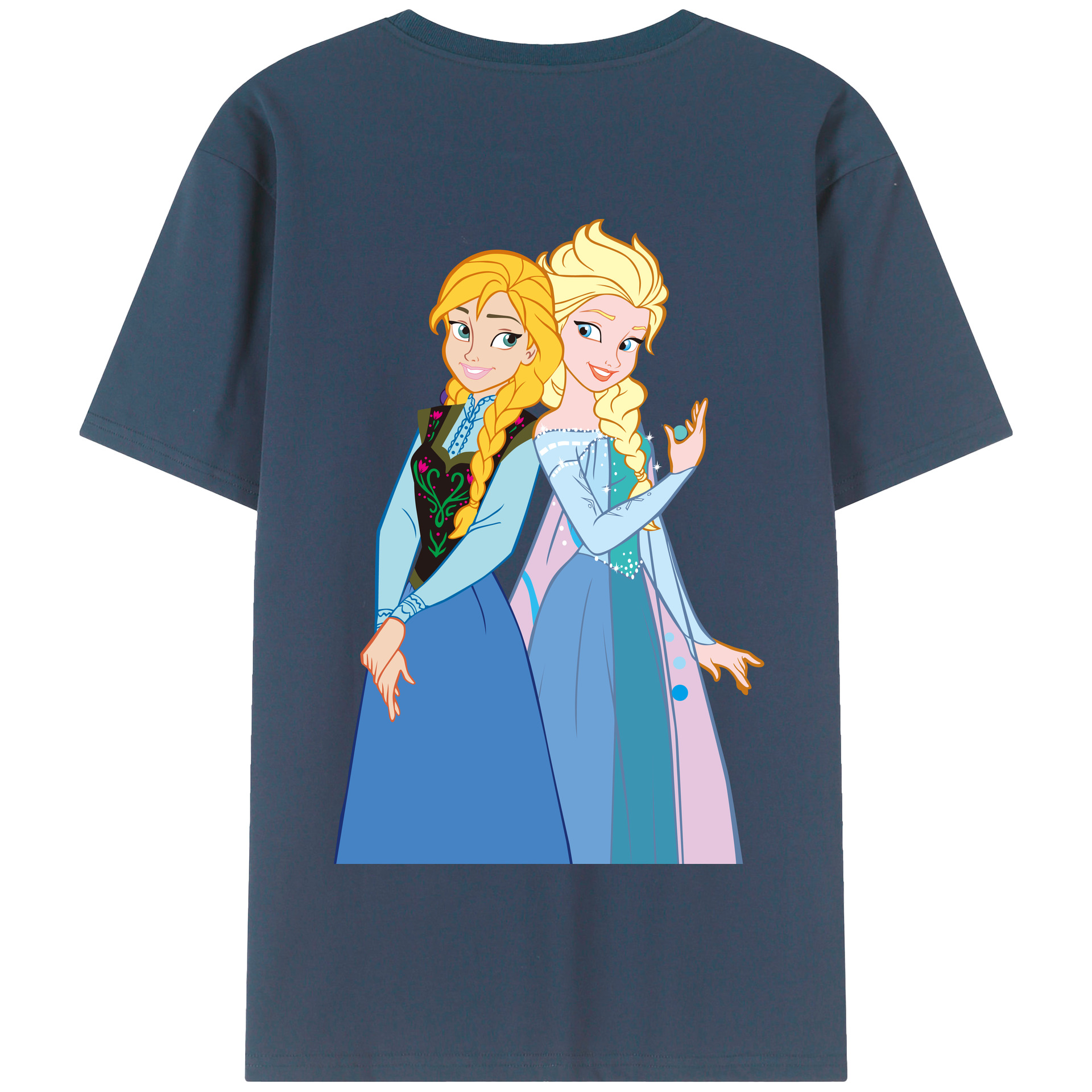（画像用） アナと雪の女王 アンナ エルサ Frozen Anna Elsa 綿100％半袖Tシャツ（背面プリント）