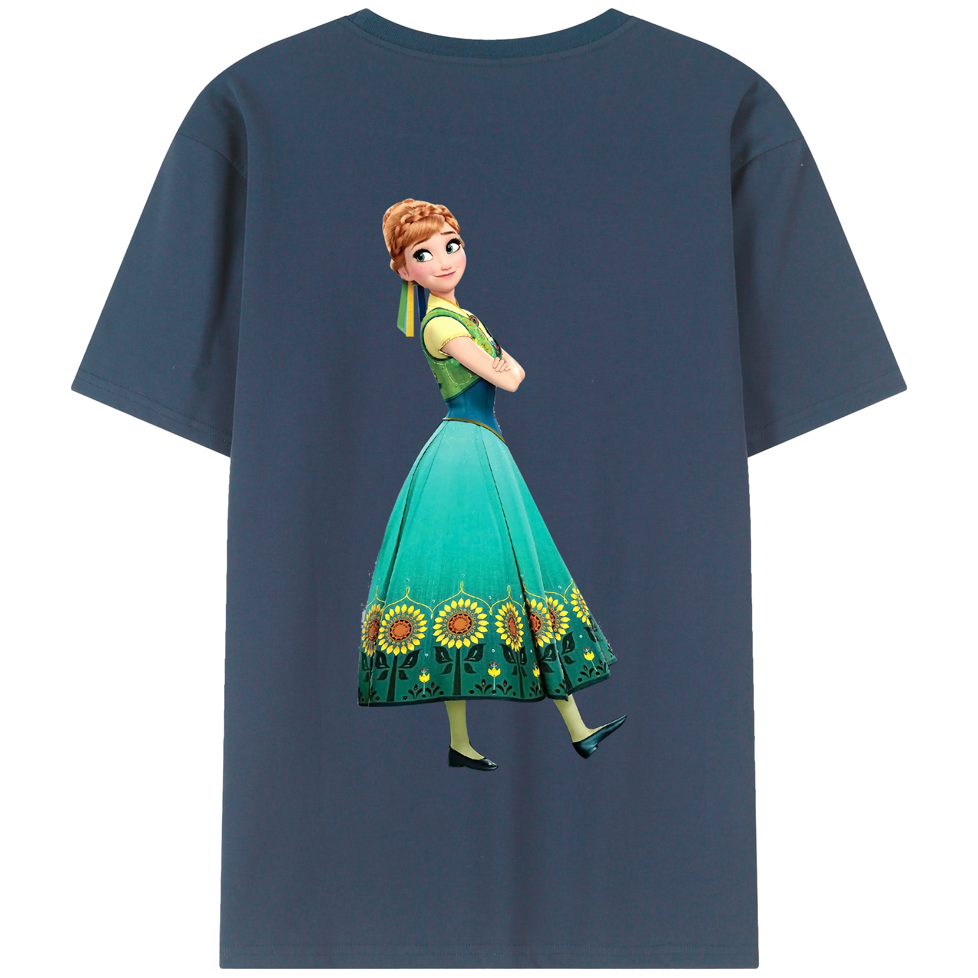 （画像用） アナと雪の女王 アンナ エルサ Frozen Anna Elsa 綿100％半袖Tシャツ（背面プリント）
