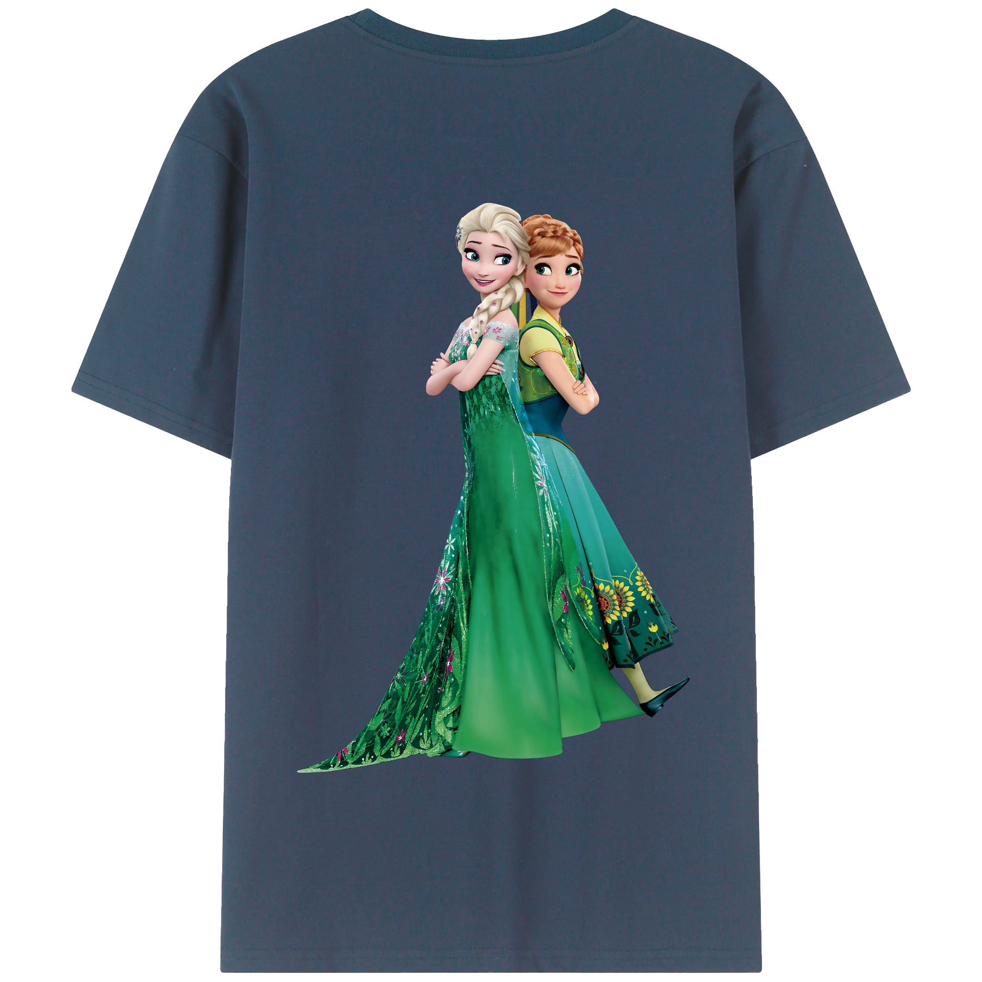 （画像用） アナと雪の女王 アンナ エルサ Frozen Anna Elsa 綿100％半袖Tシャツ（背面プリント）