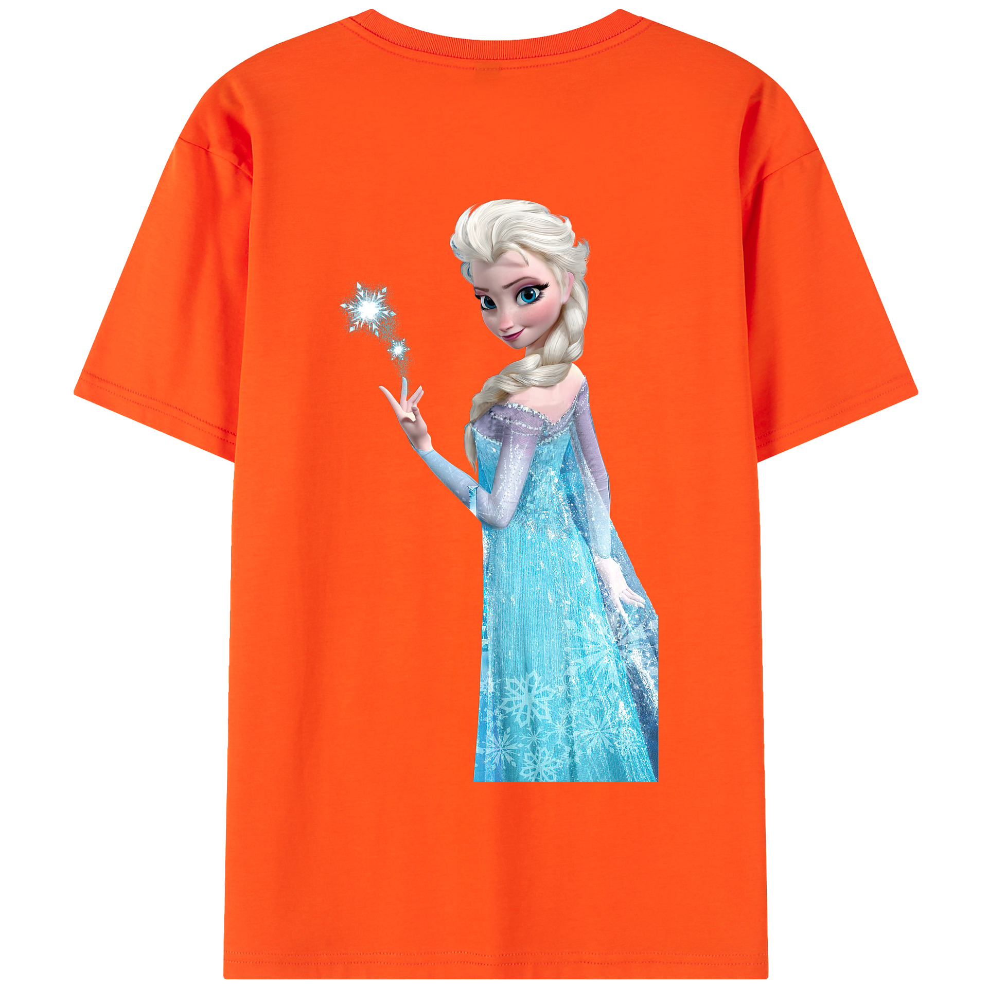 （画像用） アナと雪の女王 アンナ エルサ Frozen Anna Elsa 綿100％半袖Tシャツ（背面プリント）