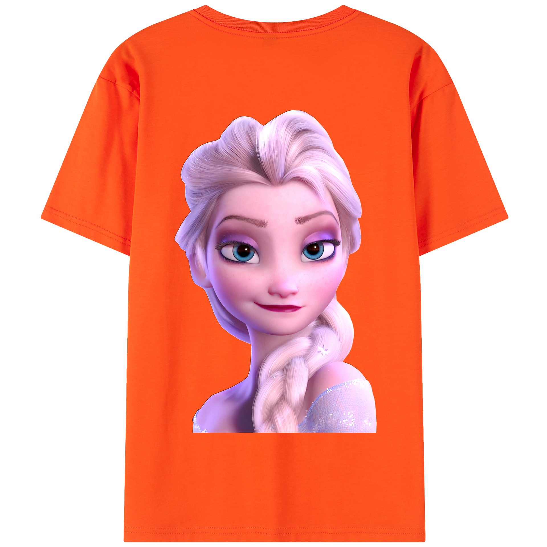 （画像用） アナと雪の女王 アンナ エルサ Frozen Anna Elsa 綿100％半袖Tシャツ（背面プリント）