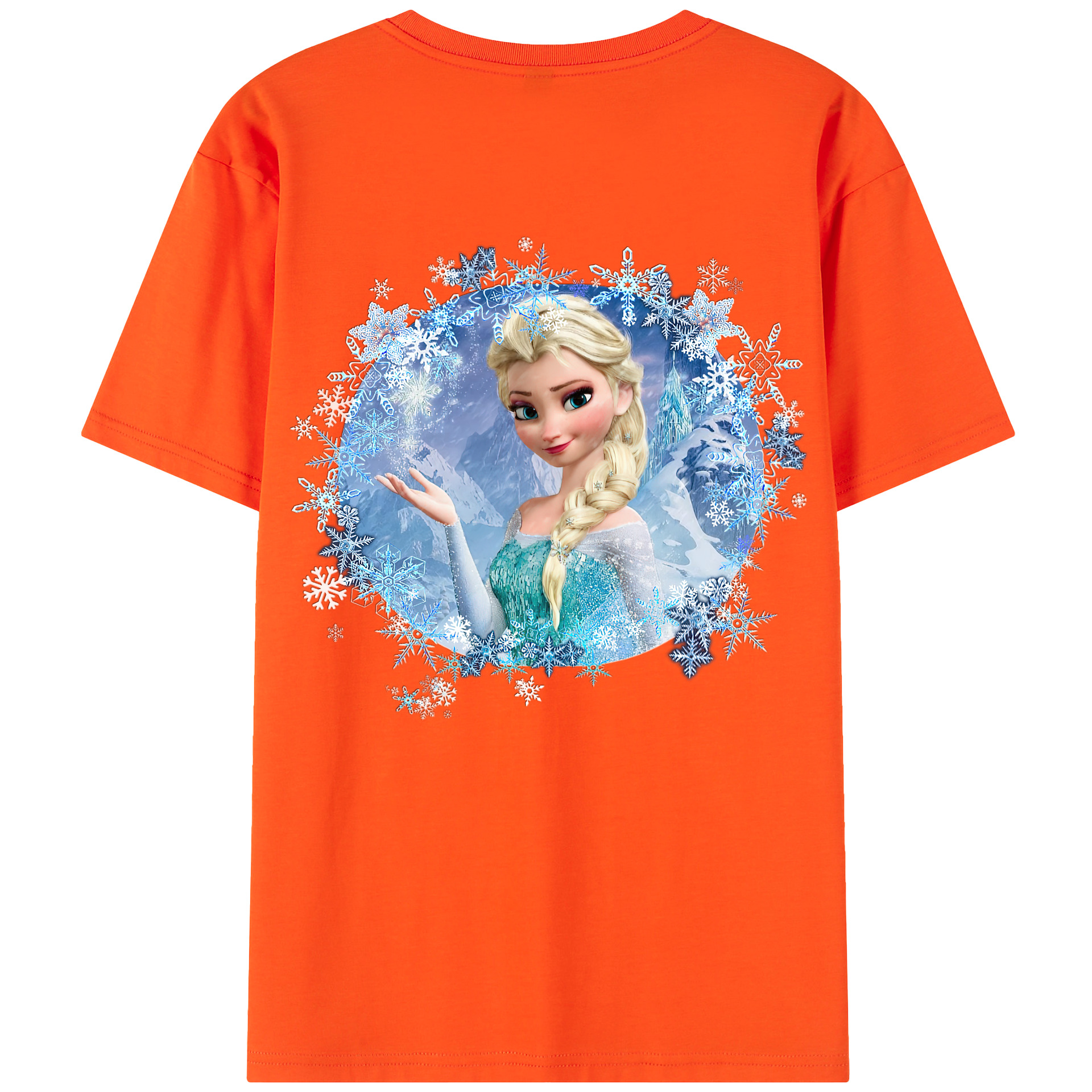 （画像用） アナと雪の女王 アンナ エルサ Frozen Anna Elsa 綿100％半袖Tシャツ（背面プリント）
