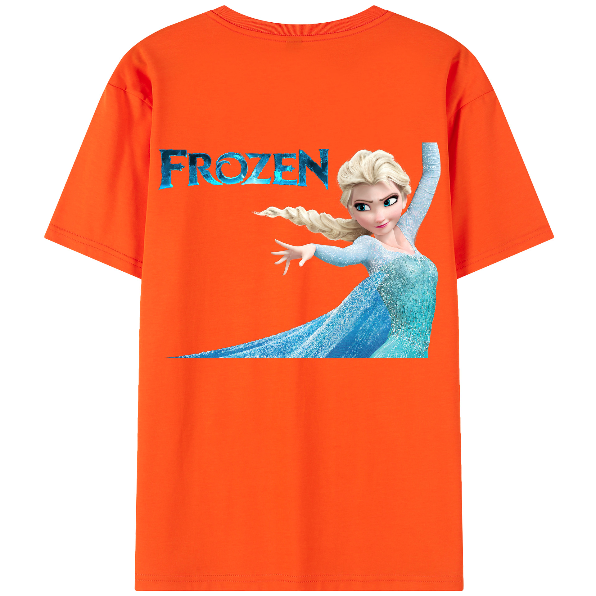 （画像用） アナと雪の女王 アンナ エルサ Frozen Anna Elsa 綿100％半袖Tシャツ（背面プリント）