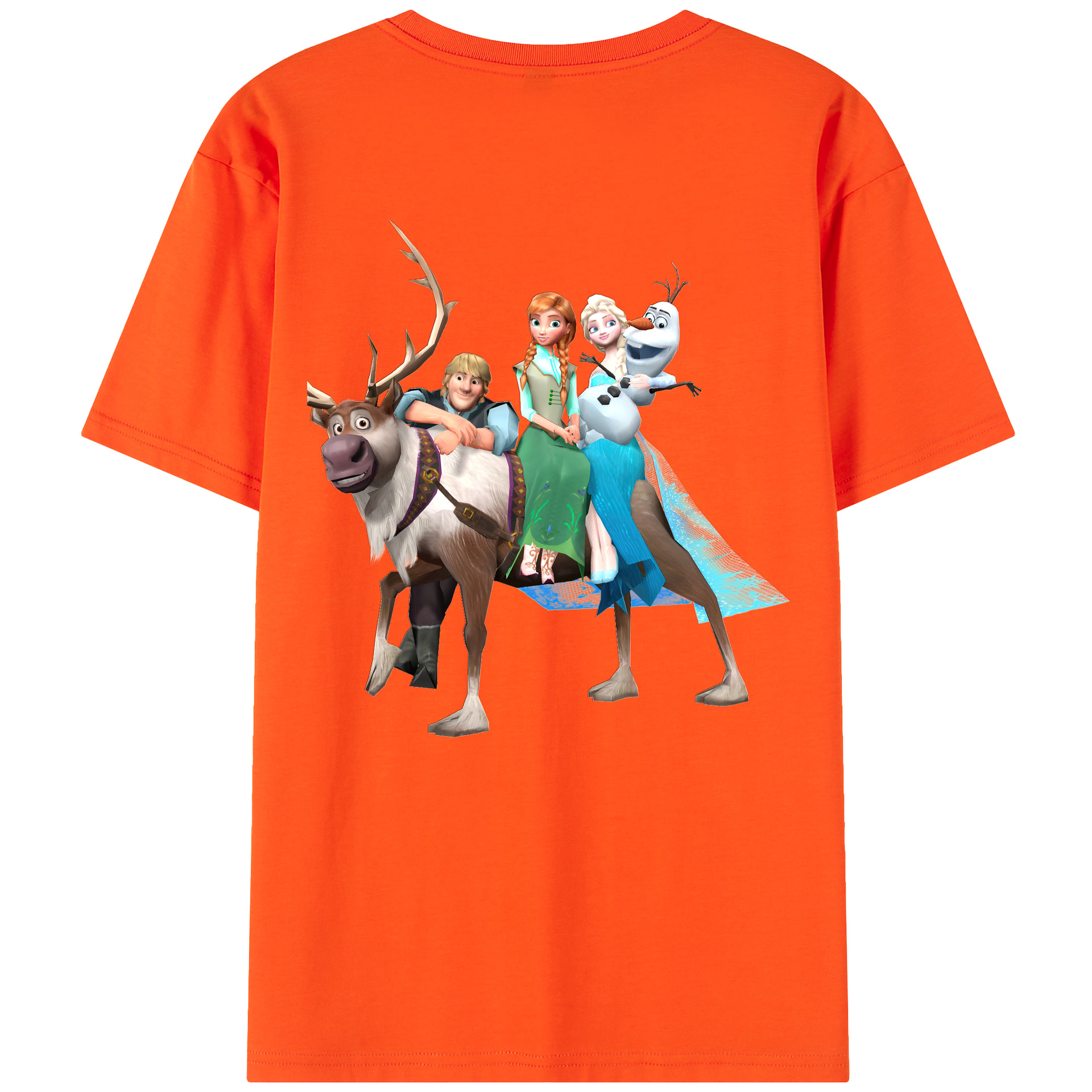 （画像用） アナと雪の女王 アンナ エルサ Frozen Anna Elsa 綿100％半袖Tシャツ（背面プリント）