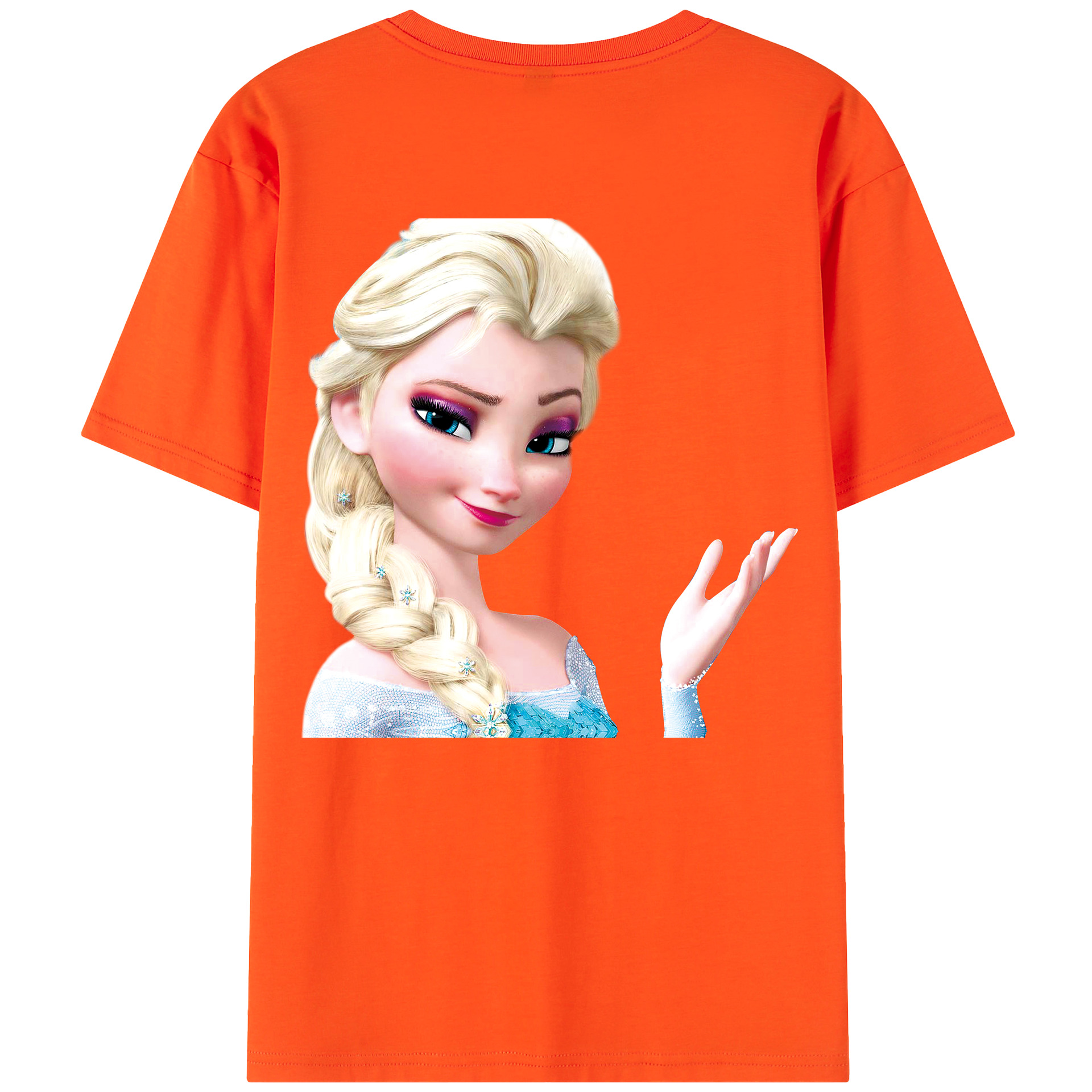 （画像用） アナと雪の女王 アンナ エルサ Frozen Anna Elsa 綿100％半袖Tシャツ（背面プリント）